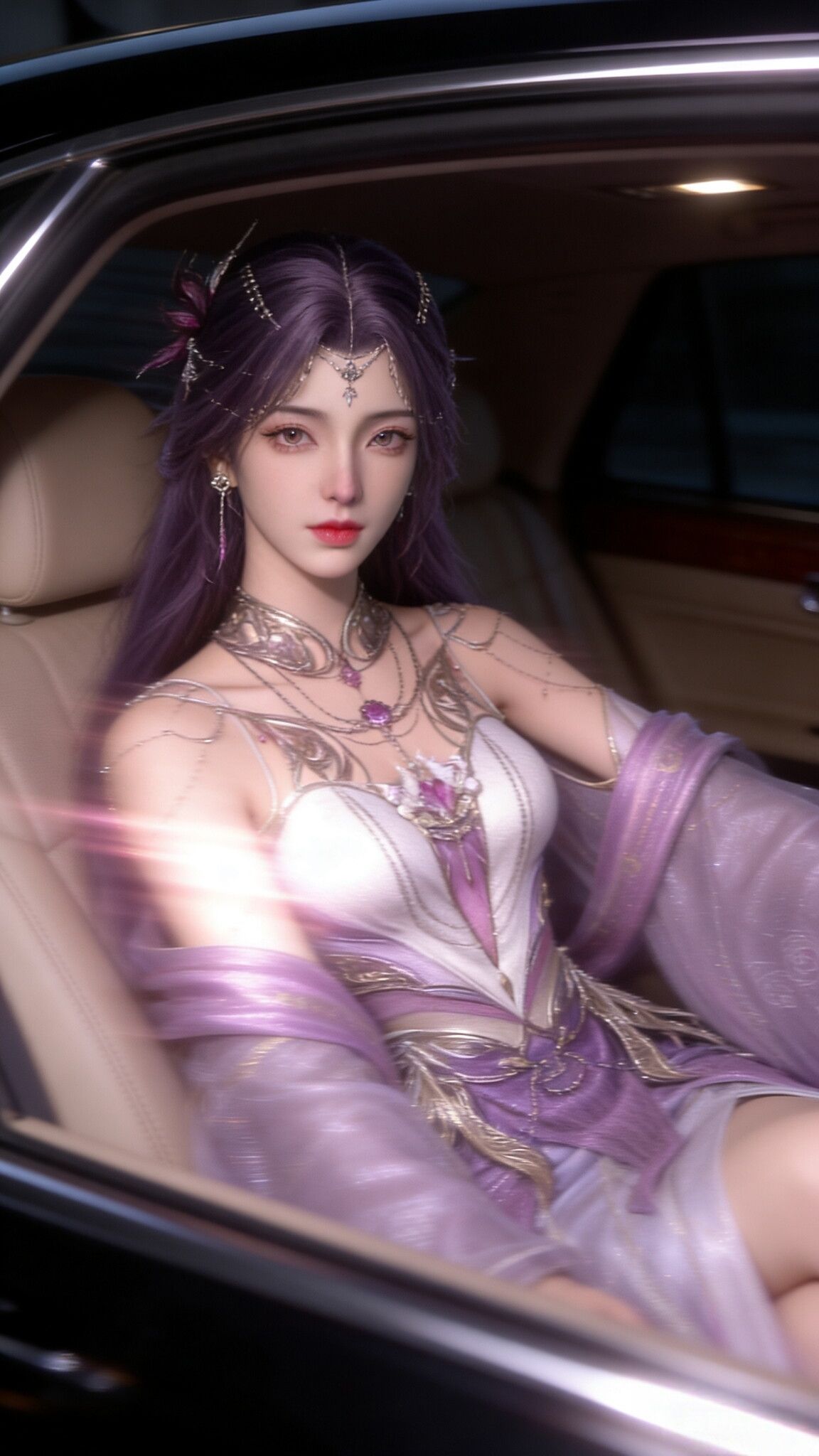 《完美世界》动漫动画云曦汽车内景版，国漫女神美女高级感手机壁纸锁屏,第6张