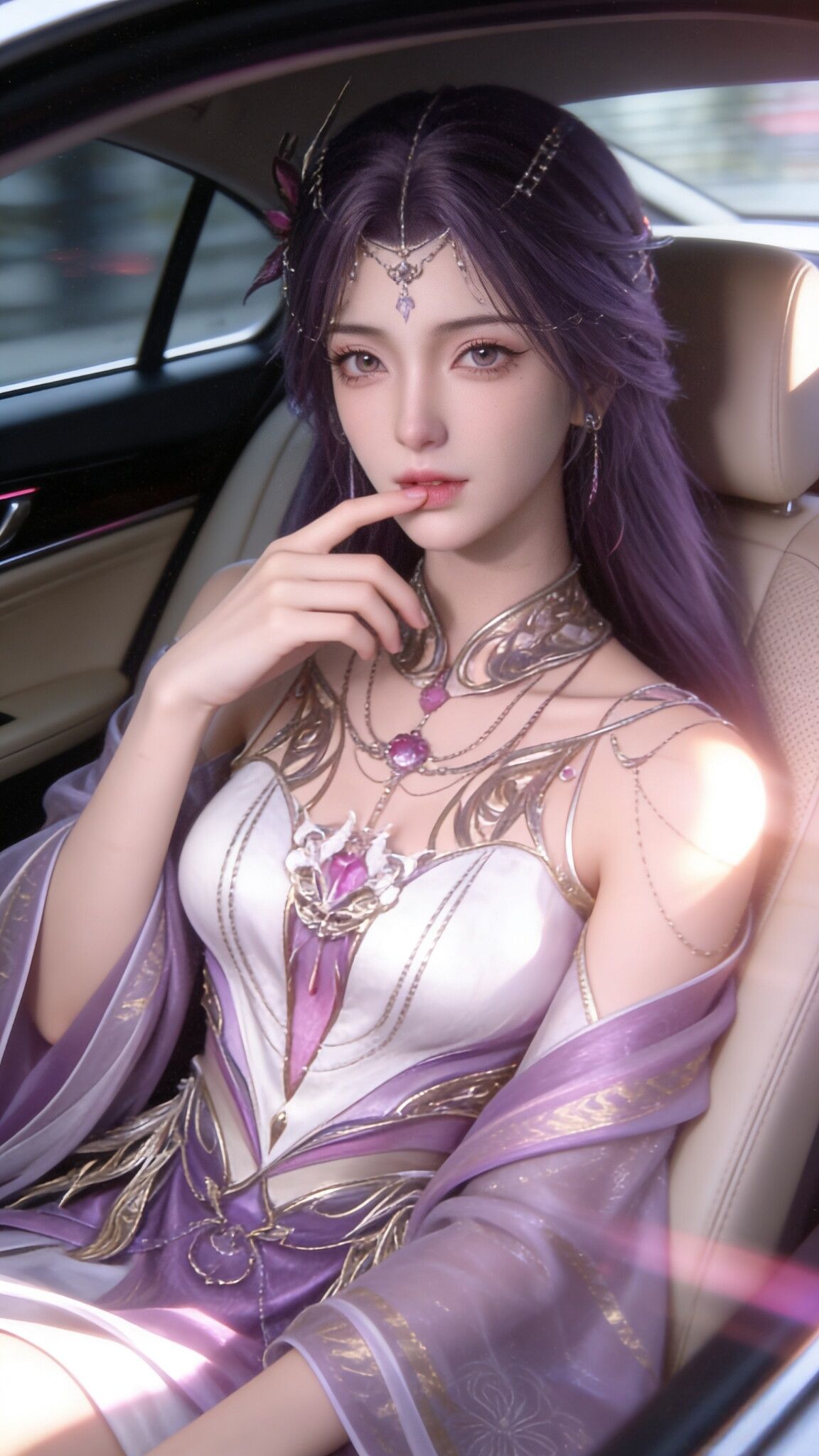 《完美世界》动漫动画云曦汽车内景版，国漫女神美女高级感手机壁纸锁屏,第4张