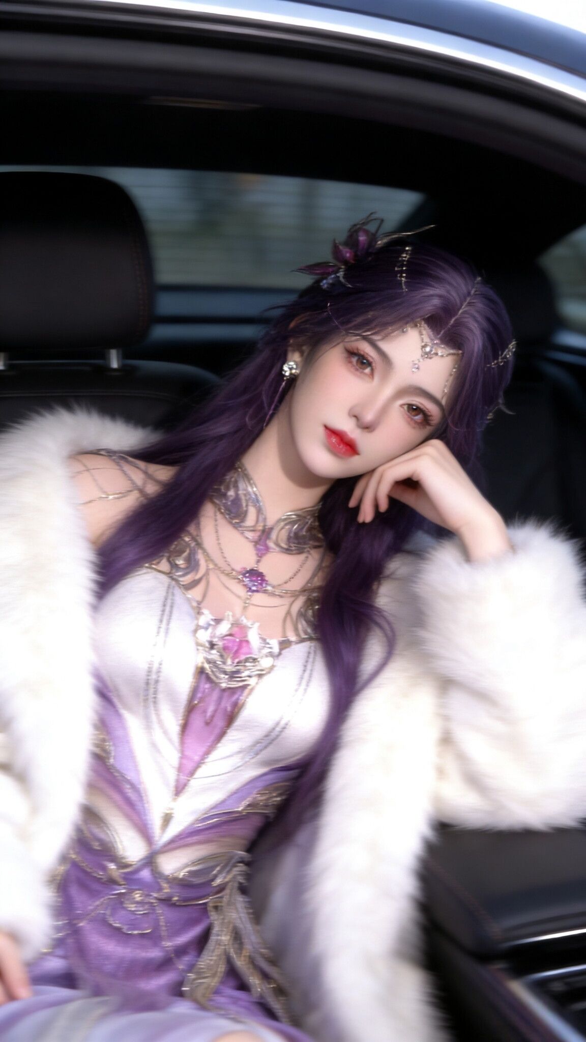 《完美世界》动漫动画云曦汽车内景版，国漫女神美女高级感手机壁纸锁屏,第5张