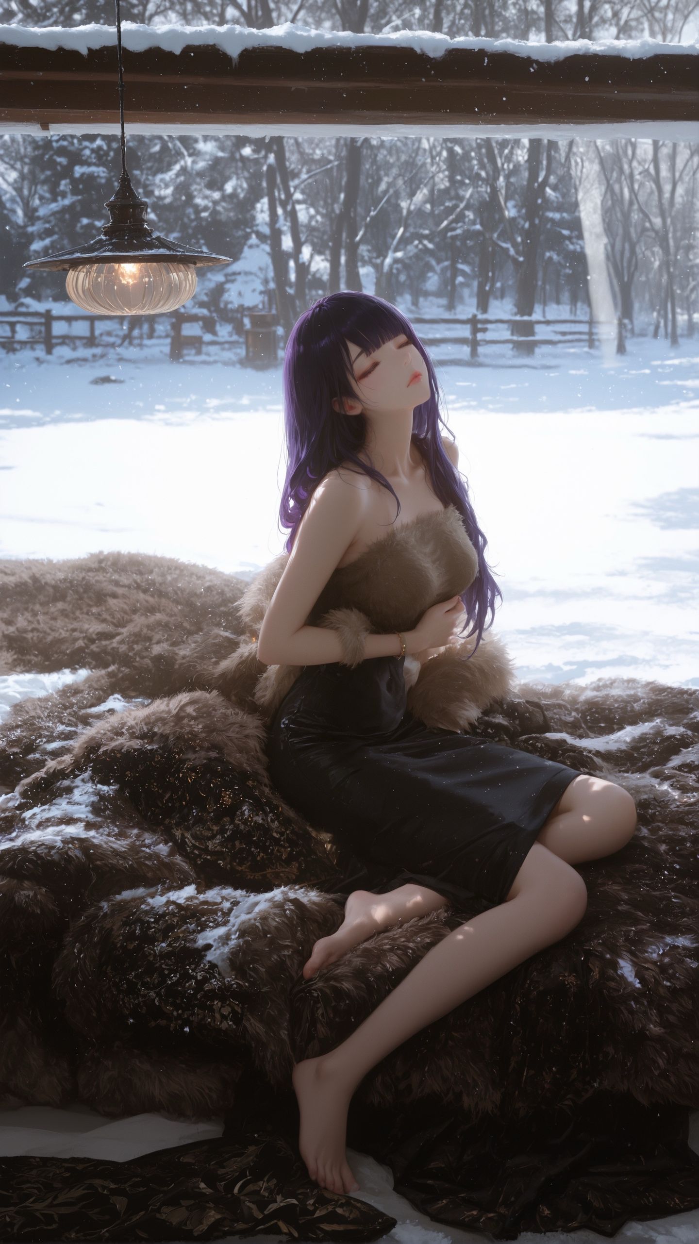 原神雷电将军二次元少女壁纸，唯美颜值侧脸，游戏角色美图,第2张