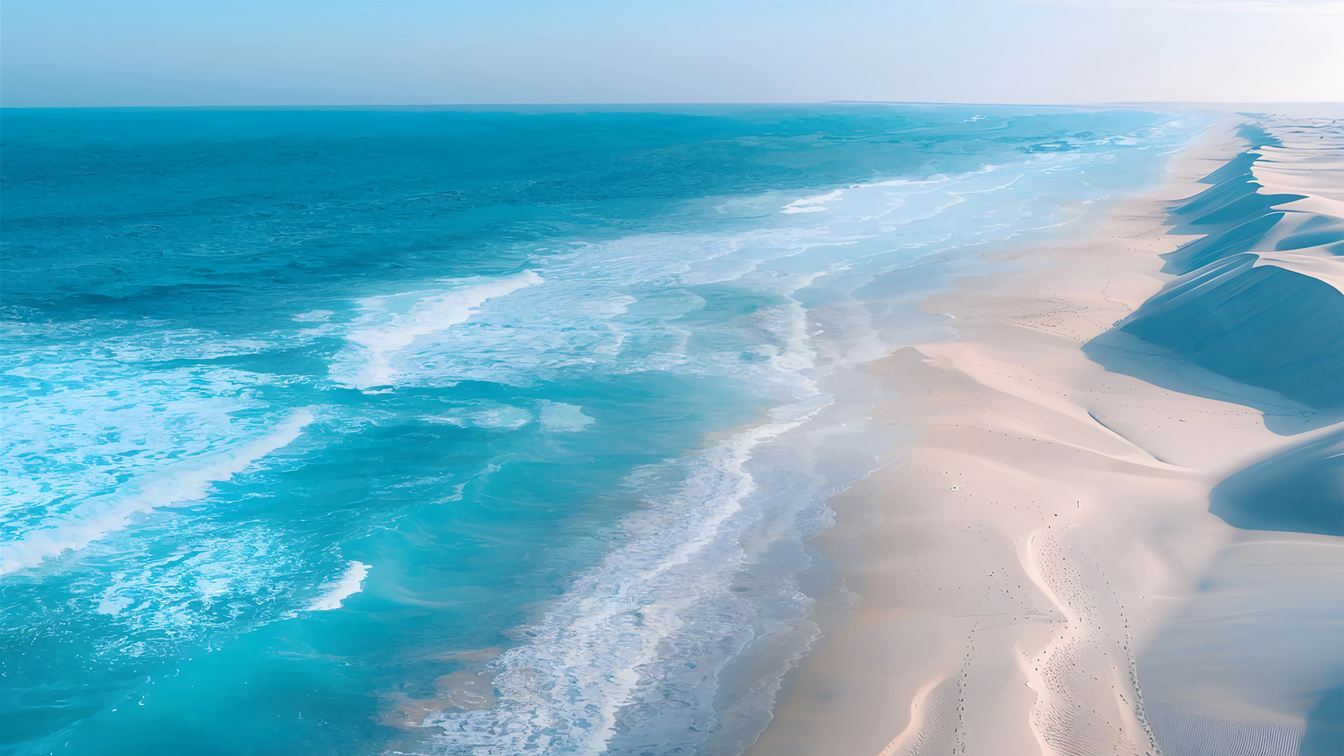 蓝色海洋沙滩风景桌面壁纸,第1张