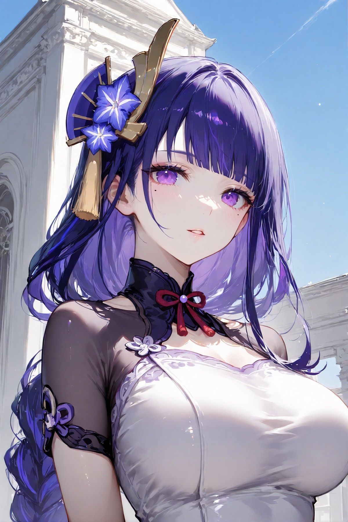 原神雷电将军 二次元游戏角色美女 紫色头发美瞳,第1张