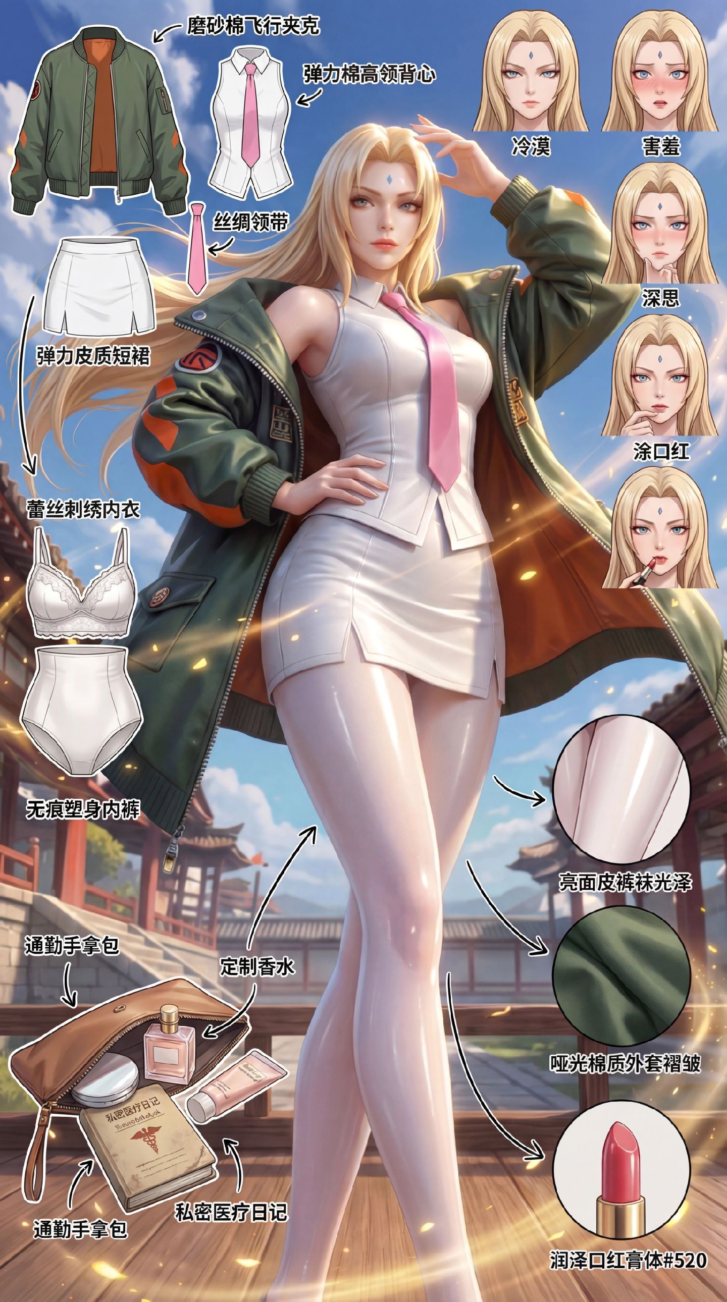 纲手火影忍者 二次元人物 户外白丝袜裤袜动漫美女,第1张