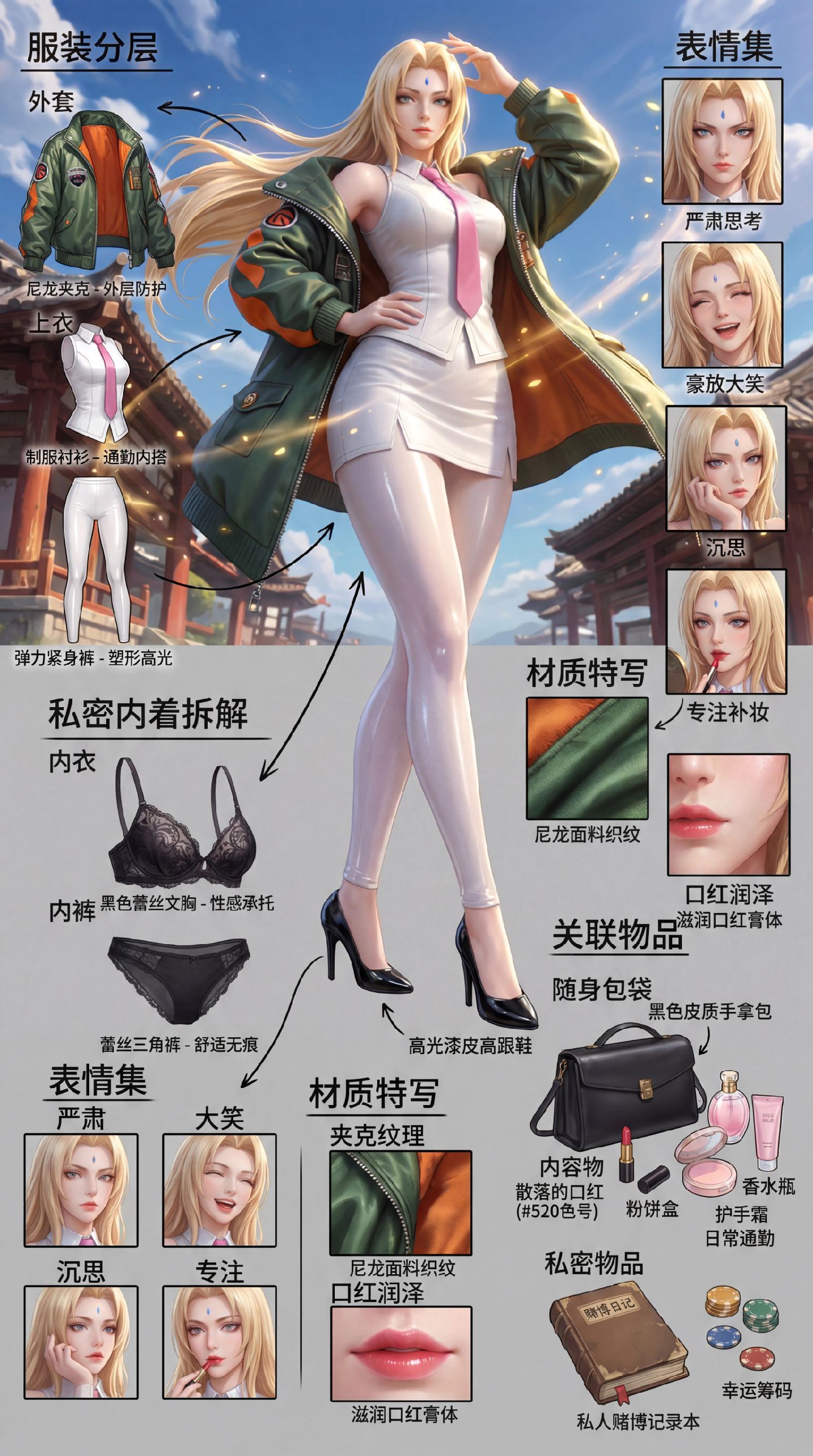 纲手火影忍者 二次元人物 户外白丝袜裤袜动漫美女,第2张