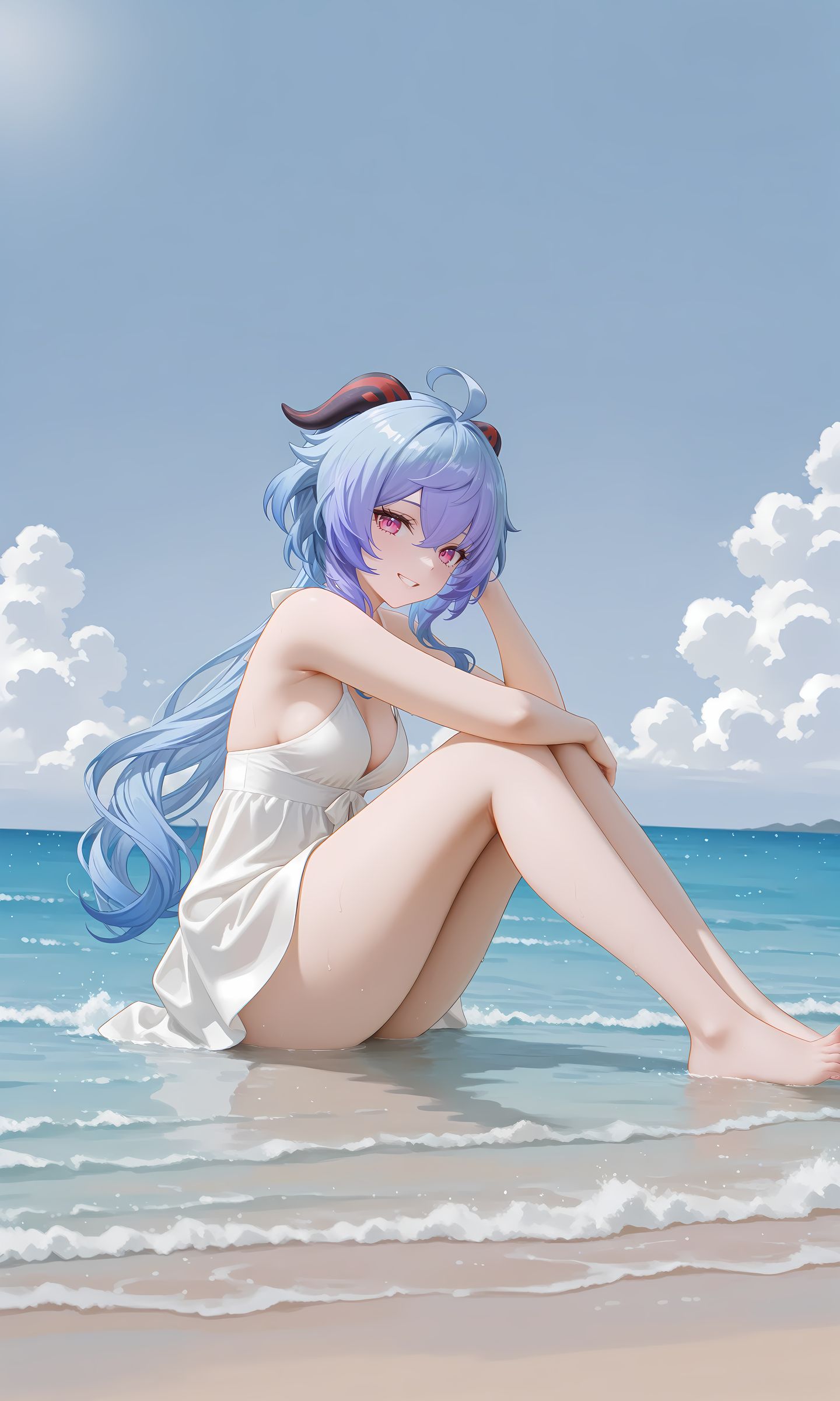 原神甘雨 海边夏日 二次元游戏壁纸图片唯美 手办既视感,第2张