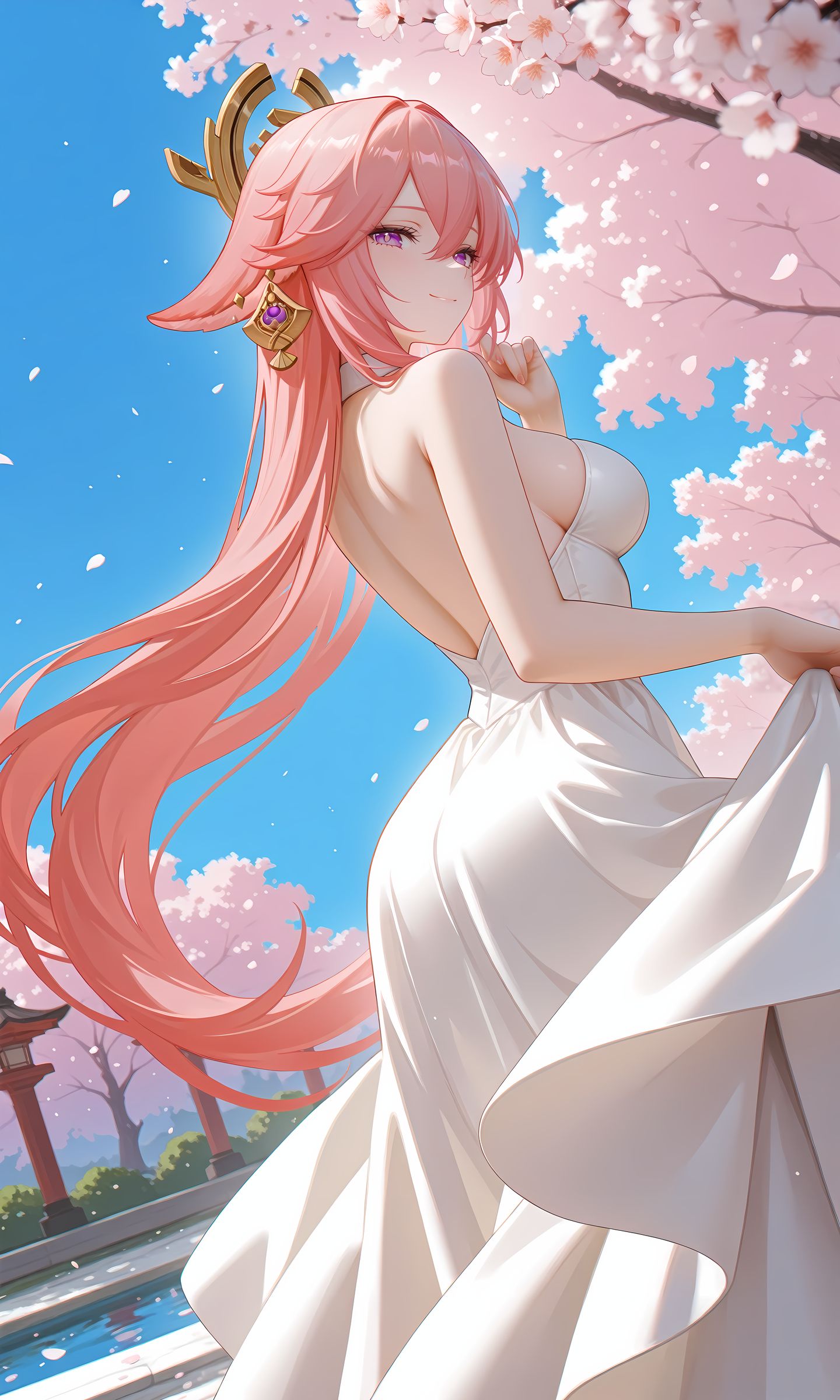 原神八重神子花嫁系列 二次元游戏角色美女壁纸,第3张