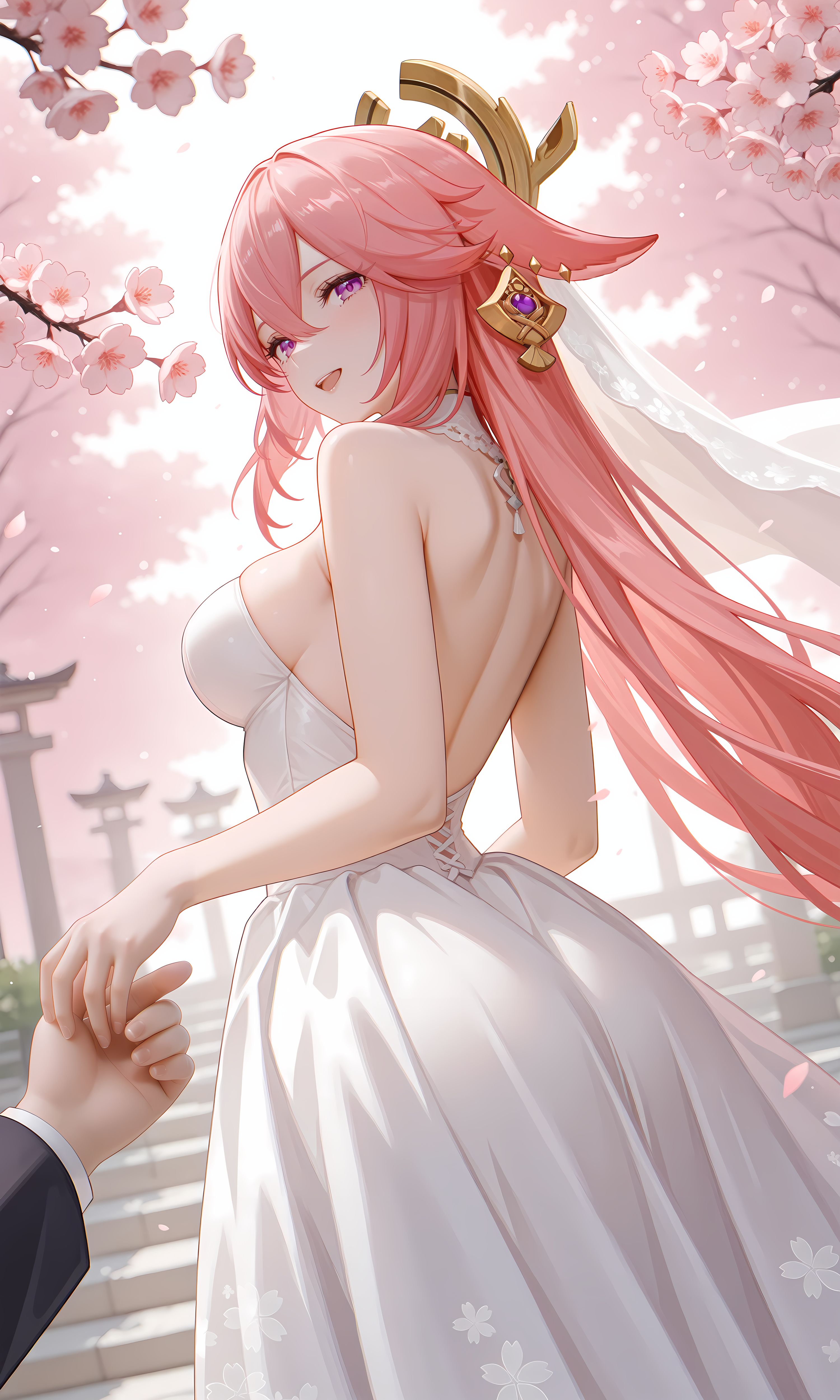 原神八重神子花嫁系列 二次元游戏角色美女壁纸,第6张