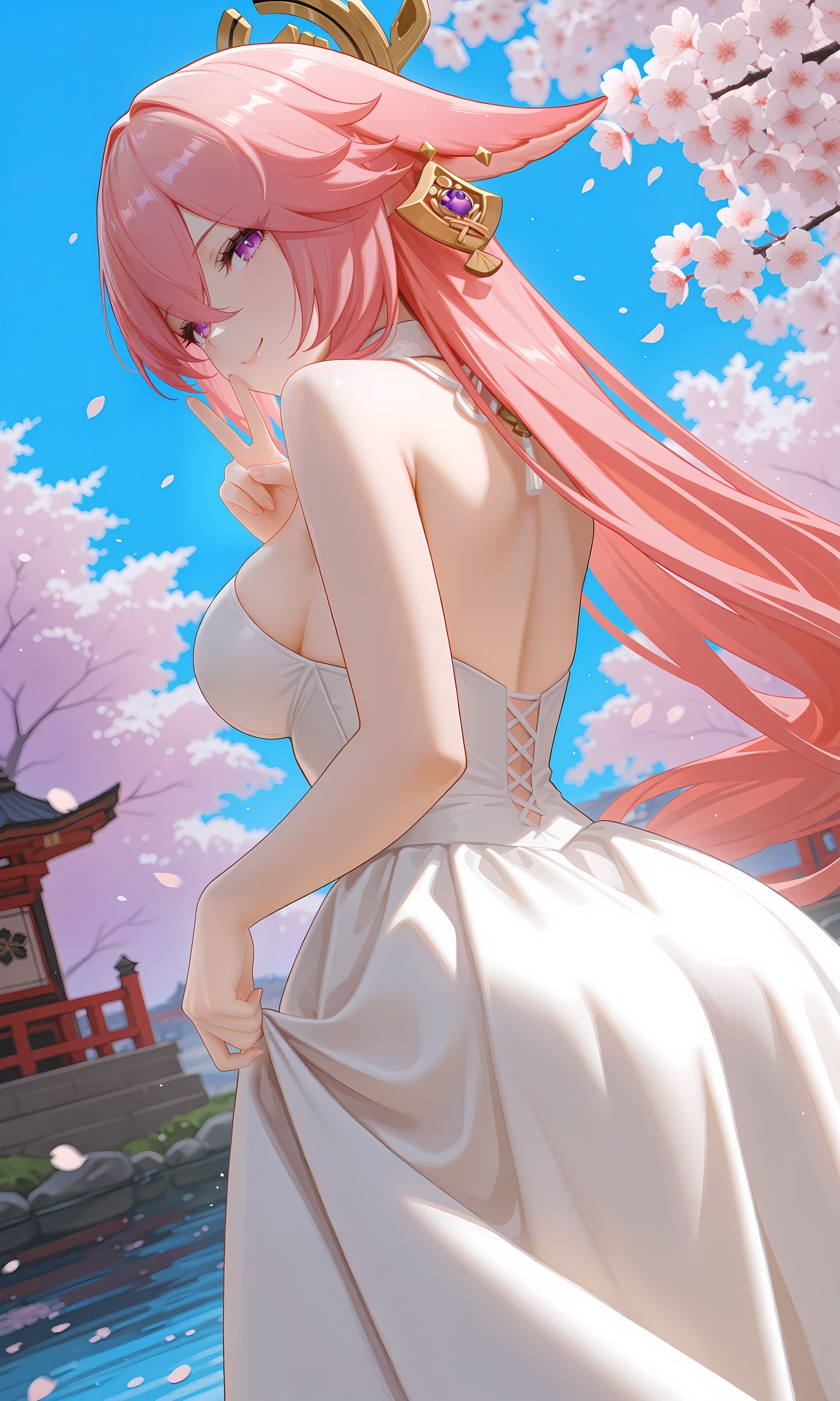 原神八重神子花嫁系列 二次元游戏角色美女壁纸,第5张