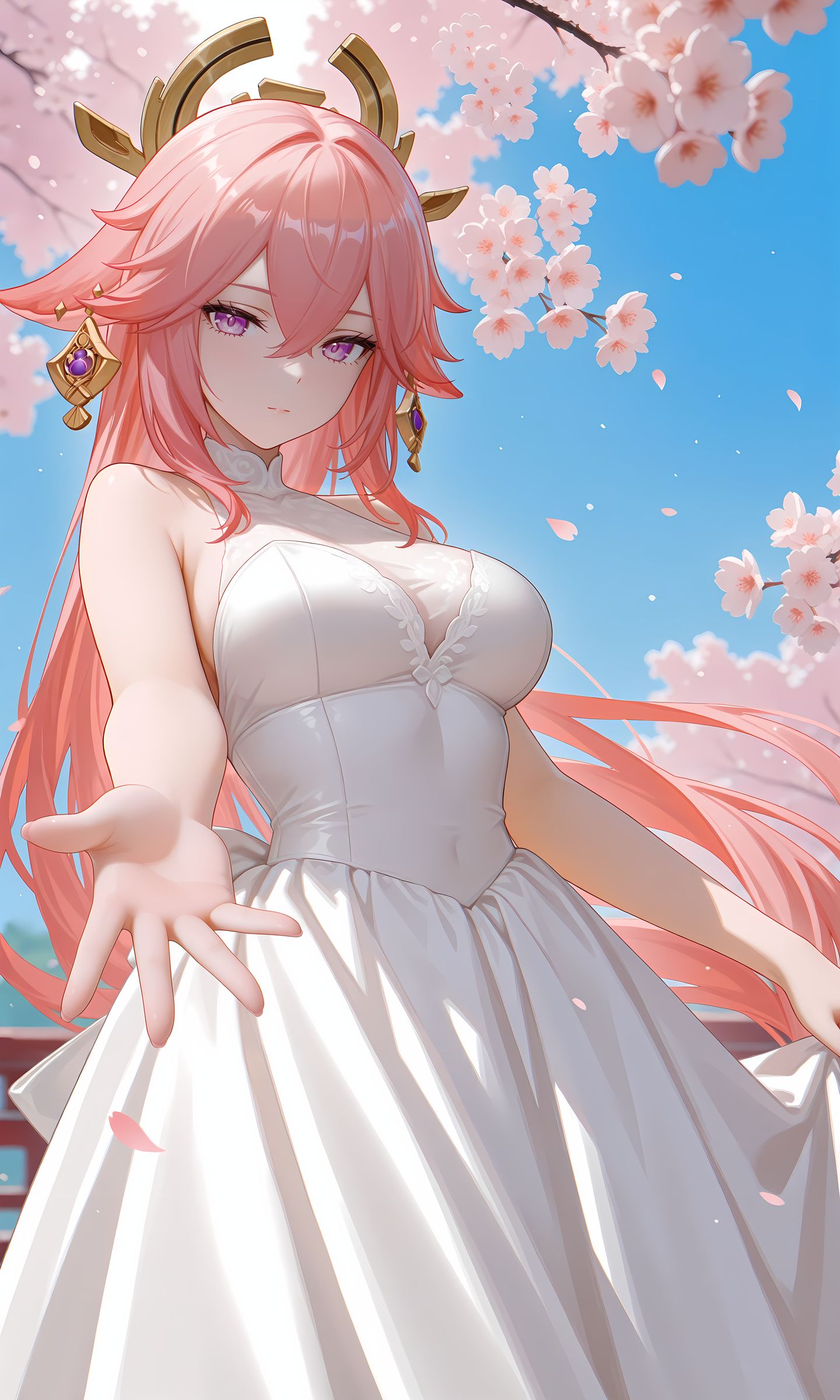 原神八重神子花嫁系列 二次元游戏角色美女壁纸,第4张