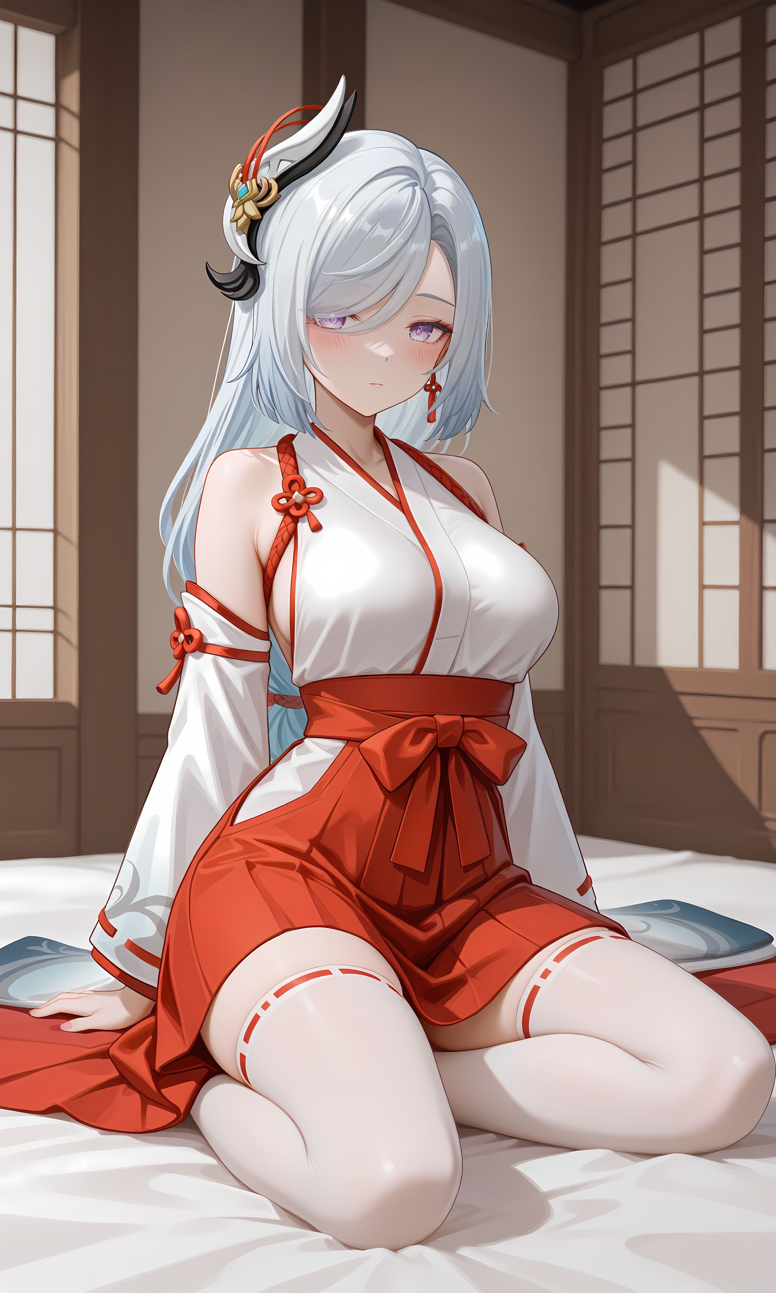 原神申鹤 换装二创 神社巫女 二次元游戏美图,第2张