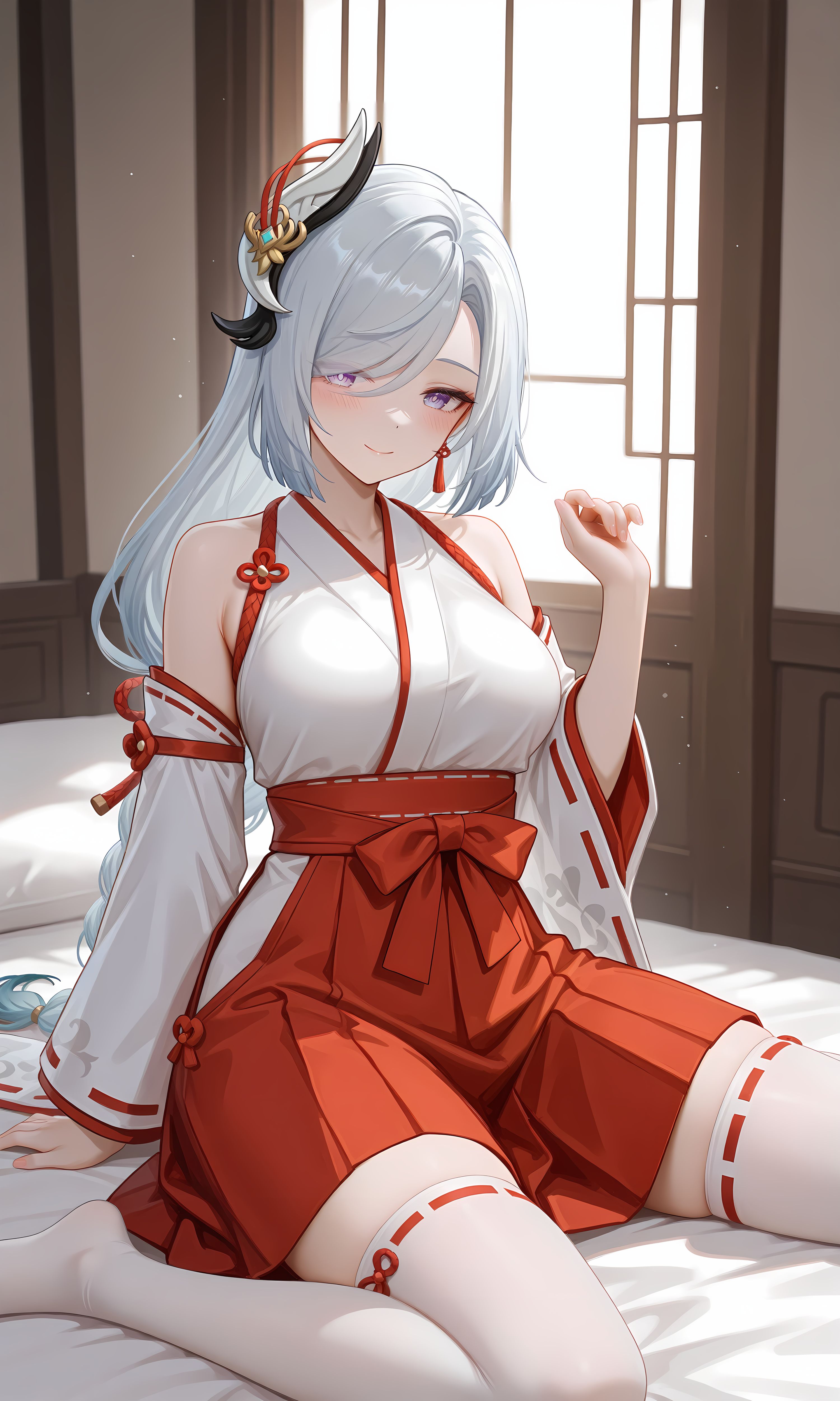 原神申鹤 换装二创 神社巫女 二次元游戏美图,第3张