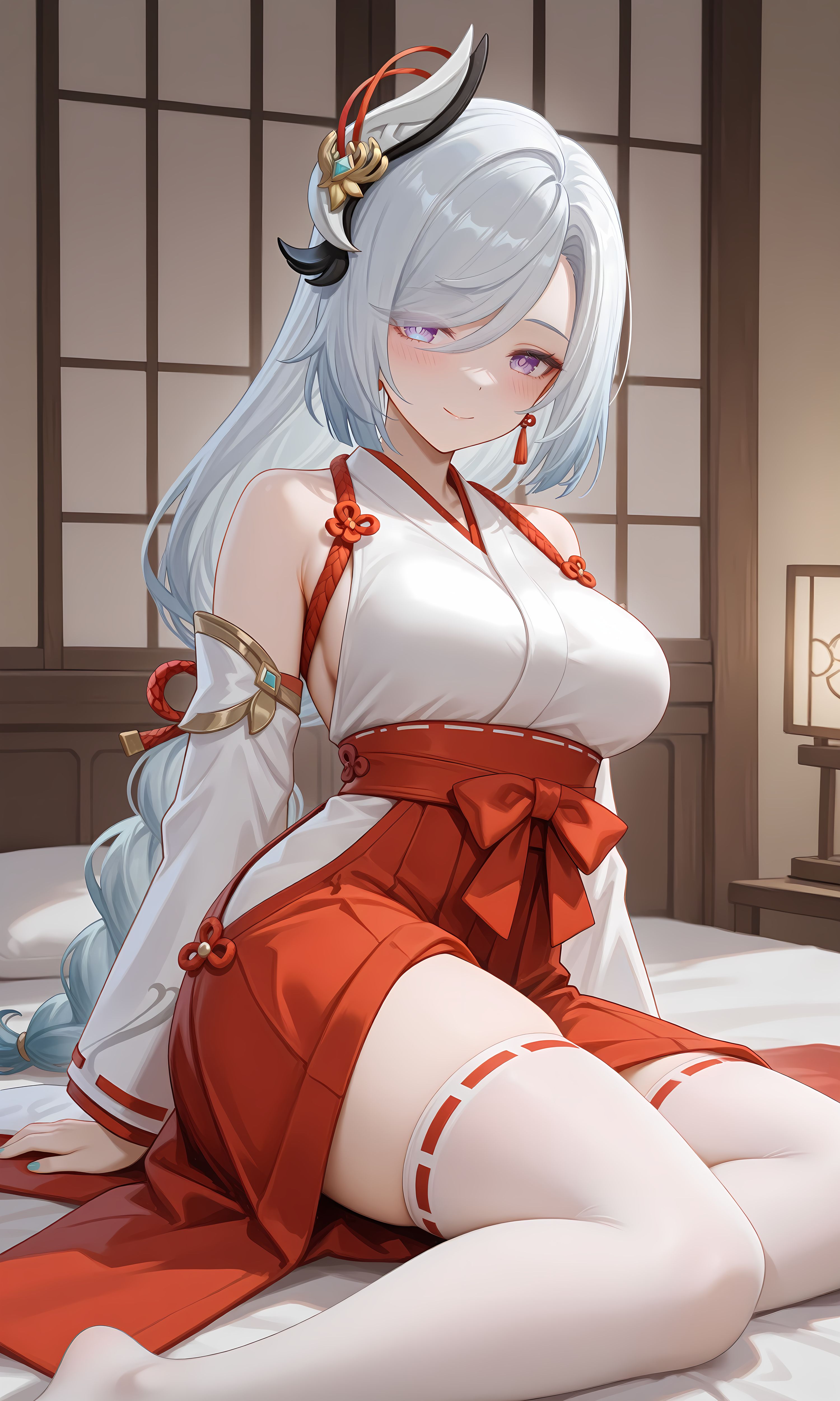 原神申鹤 换装二创 神社巫女 二次元游戏美图,第4张