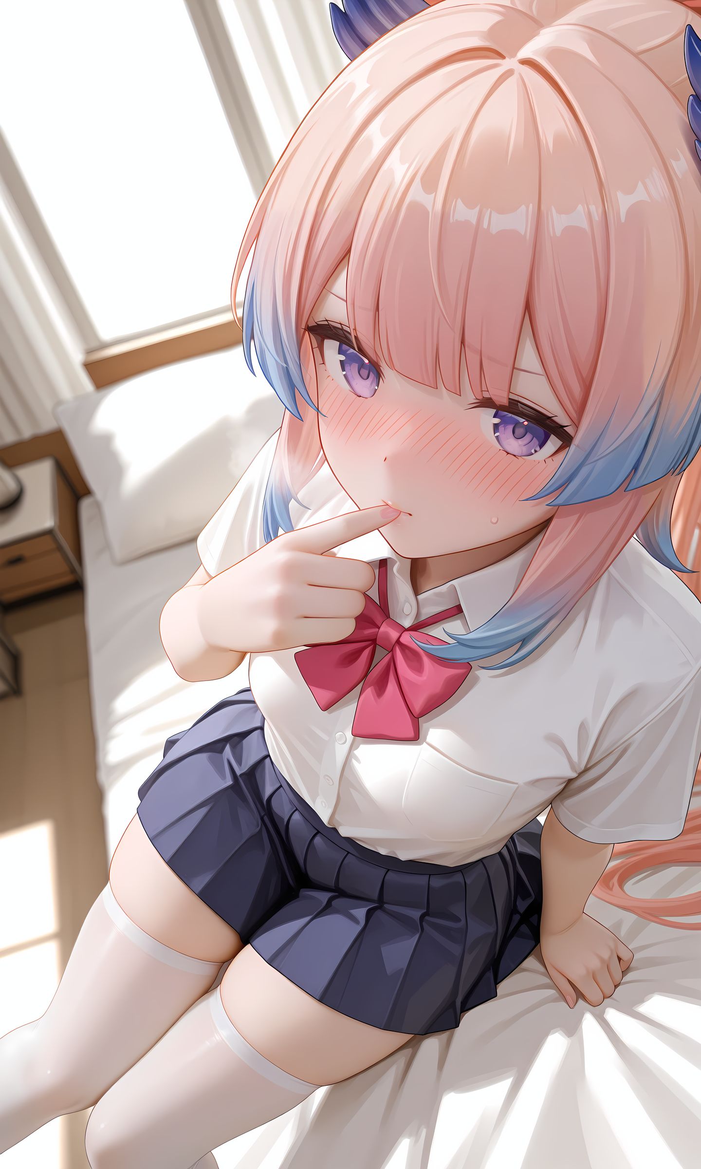 原神心海 完美jk女友 珊瑚宫心海 二次元壁纸 白丝袜过膝袜裙子,第1张