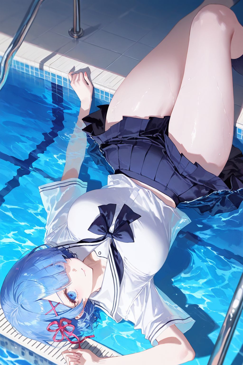 从零开始的异世界生活 蕾姆酱 动漫壁纸 二次元少女图片 好身材 泳池大长腿肉肉腿,第1张