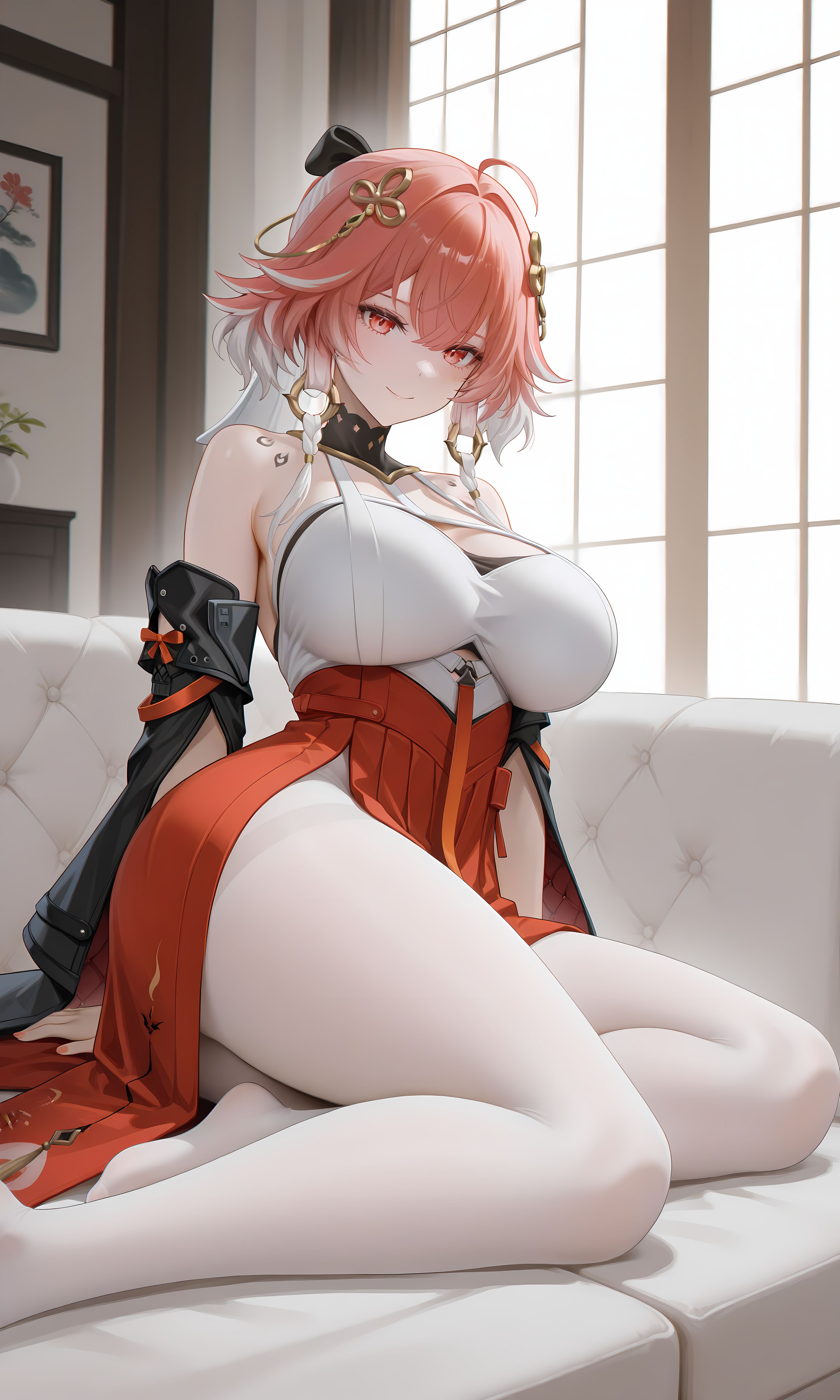 鸣潮长离 巫女专辑 二次元游戏美图壁纸二创 白丝袜大长腿美腿福利,第3张