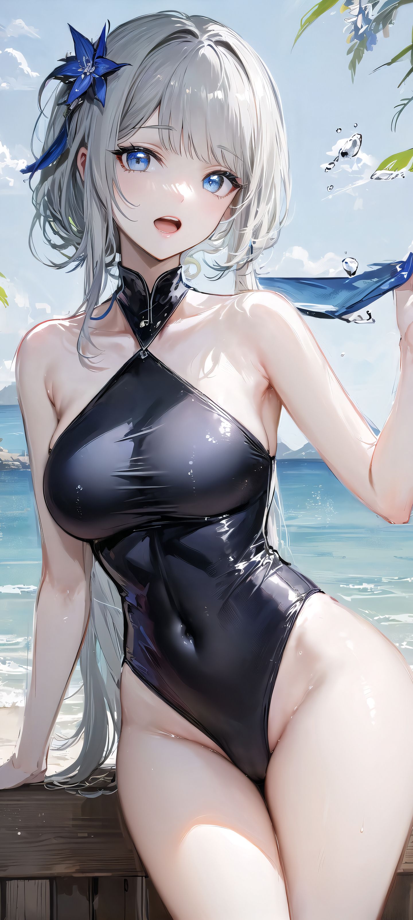 二次元动漫女孩 高清手机壁纸锁屏桌面 泳衣泳装比基尼,第2张