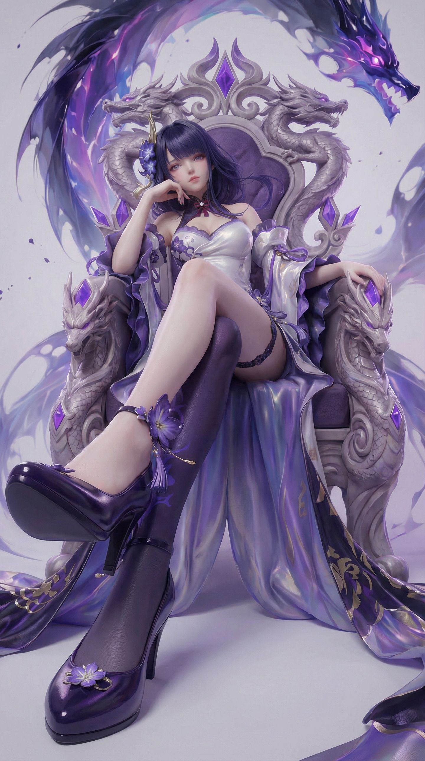 3DCG的方式打开原神 雷电将军 二次元游戏角色AIGC壁纸图片,第4张