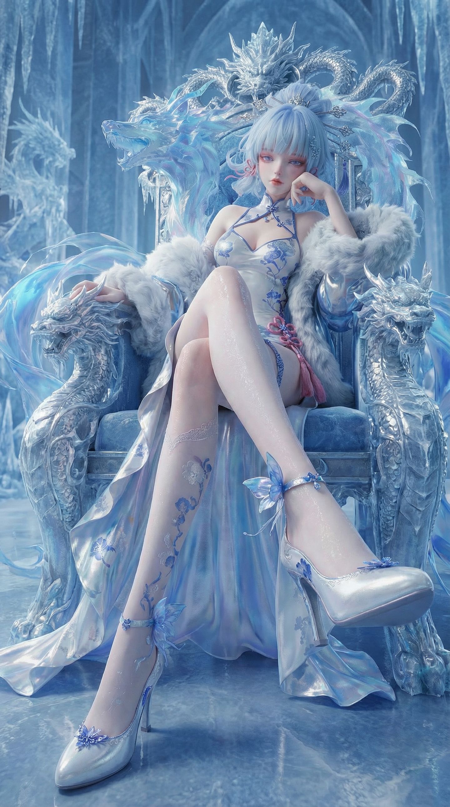 二次元游戏角色AIGC原神神里绫华大长腿高清手机壁纸,第4张