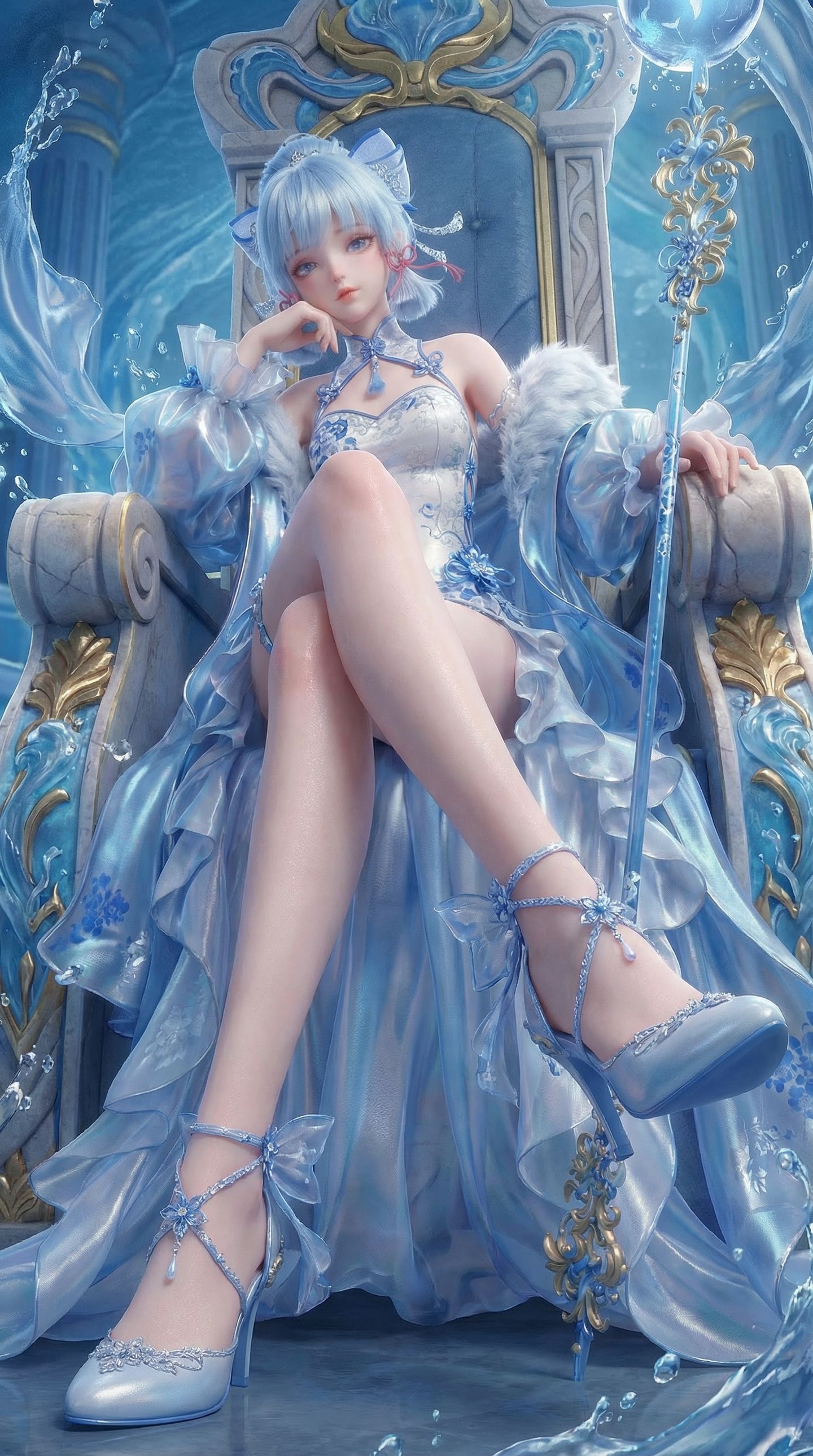 二次元游戏角色AIGC原神神里绫华大长腿高清手机壁纸,第2张