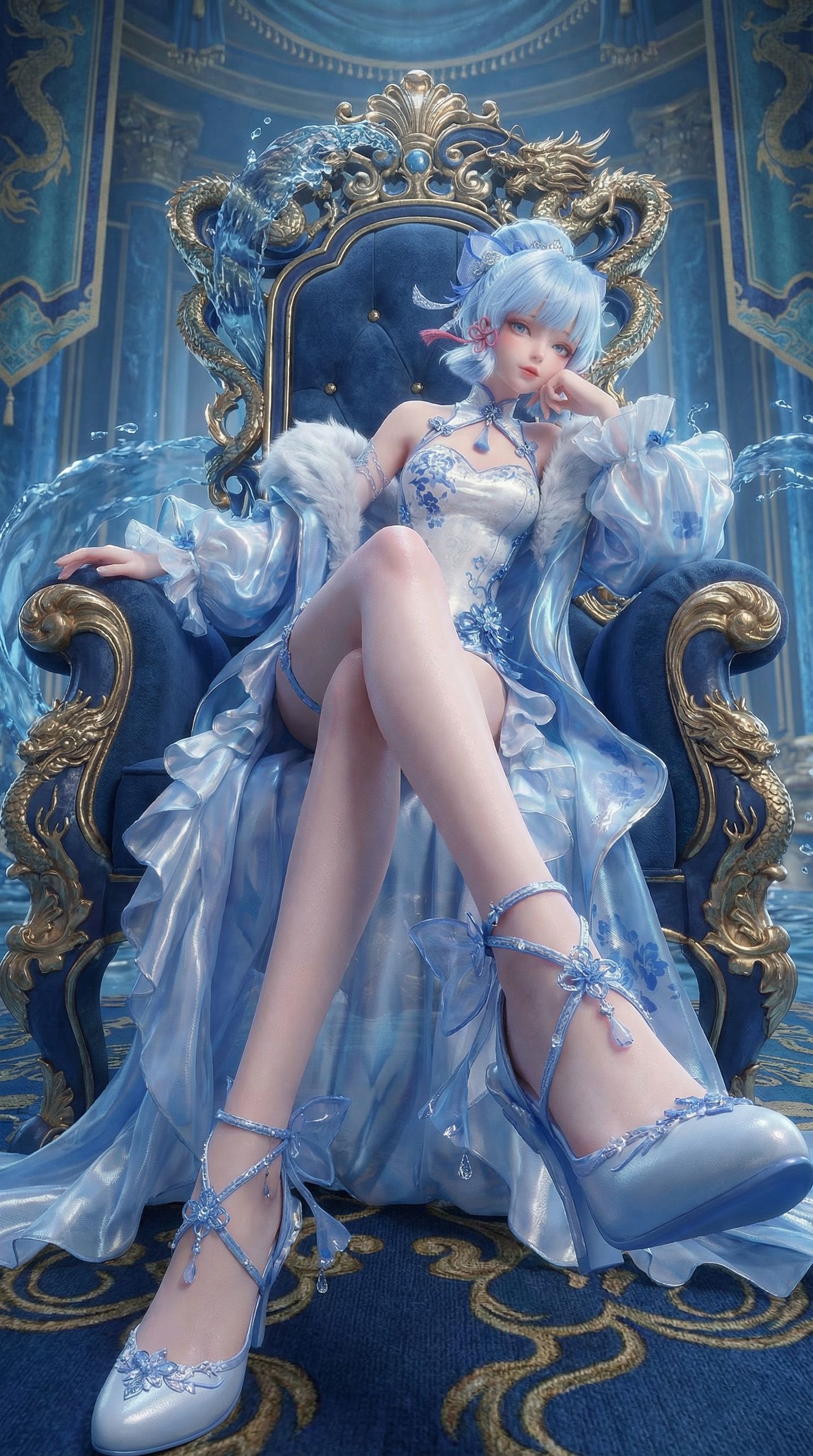 二次元游戏角色AIGC原神神里绫华大长腿高清手机壁纸,第6张