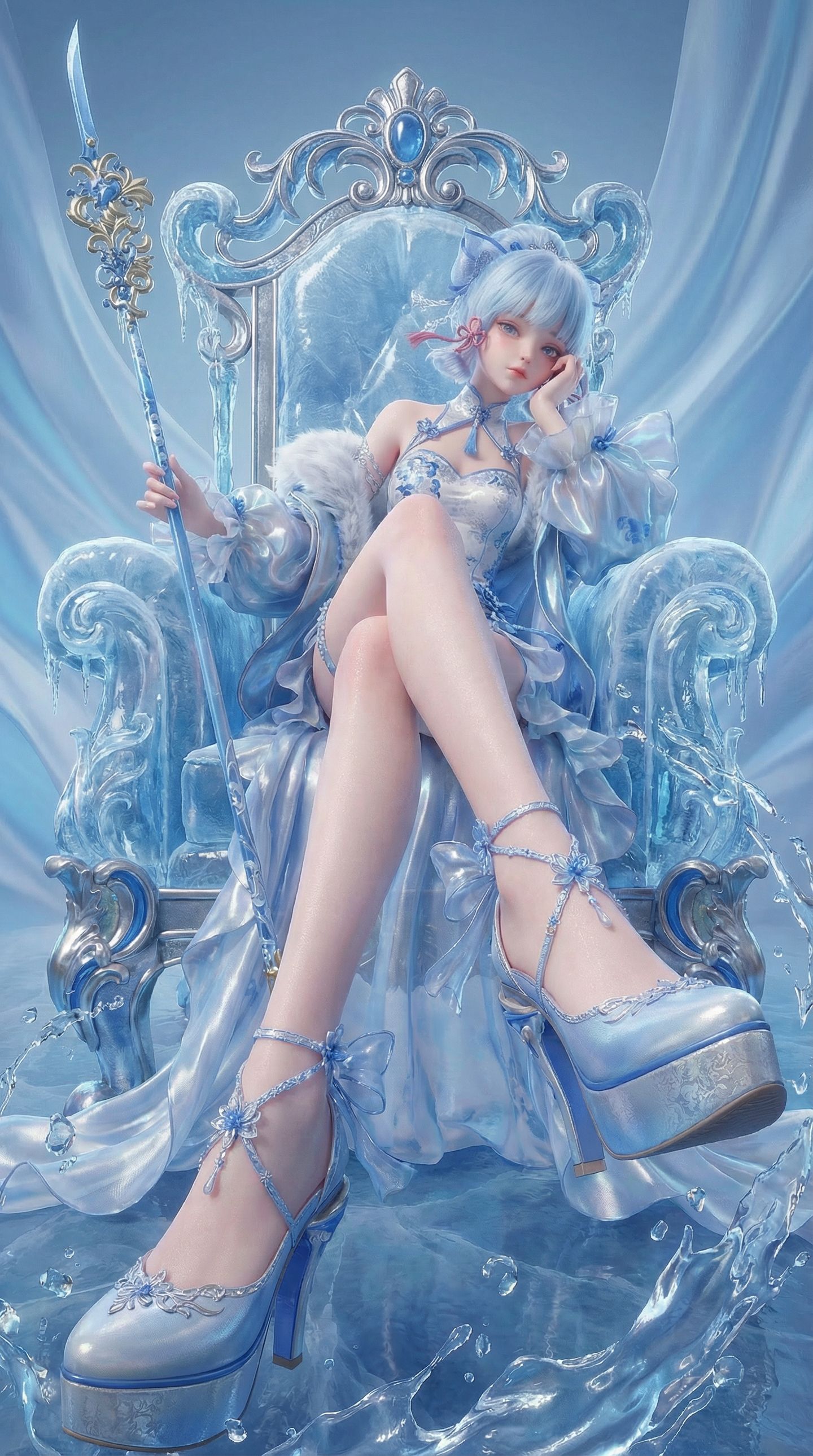 二次元游戏角色AIGC原神神里绫华大长腿高清手机壁纸,第12张