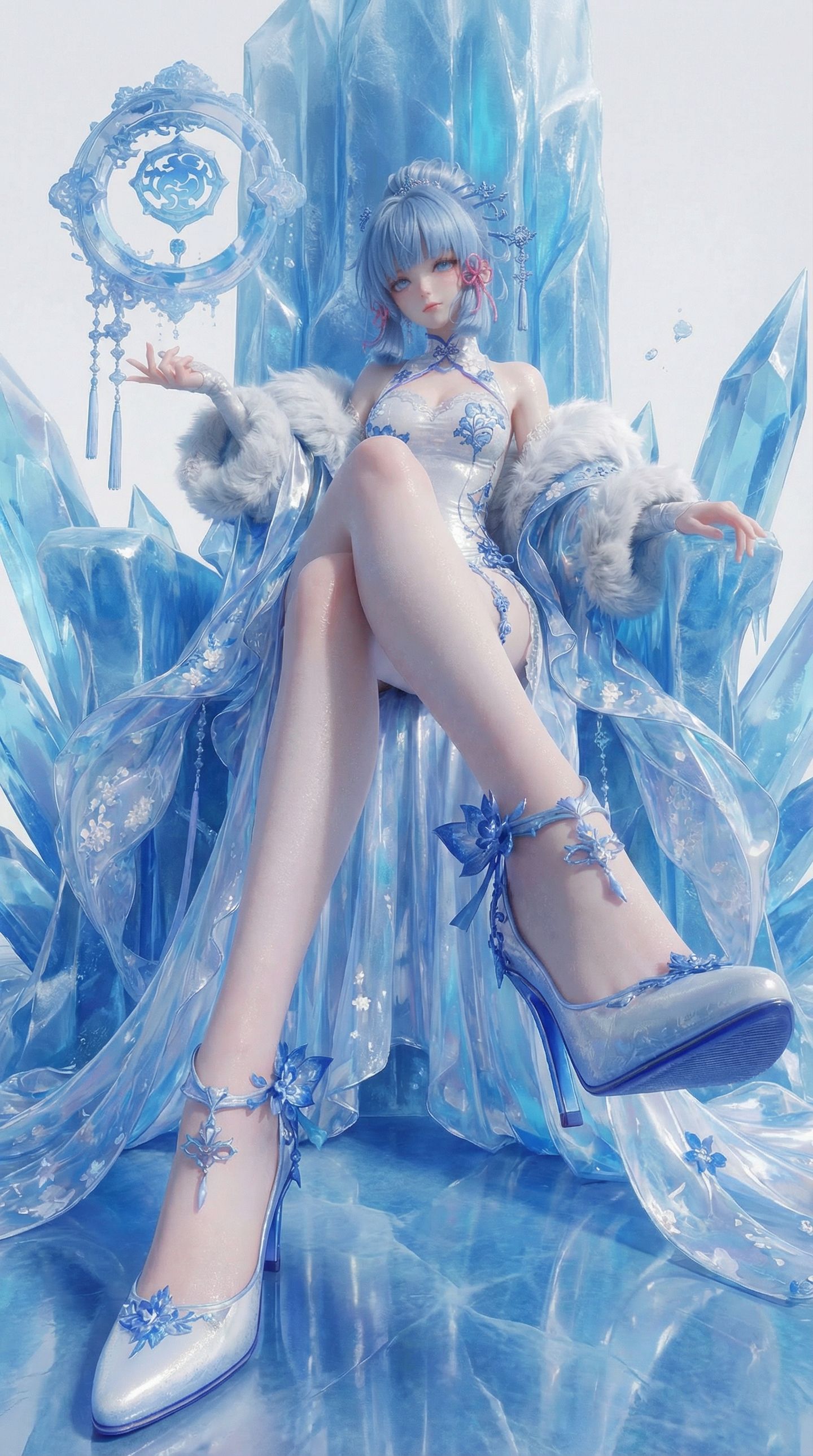 二次元游戏角色AIGC原神神里绫华大长腿高清手机壁纸,第9张