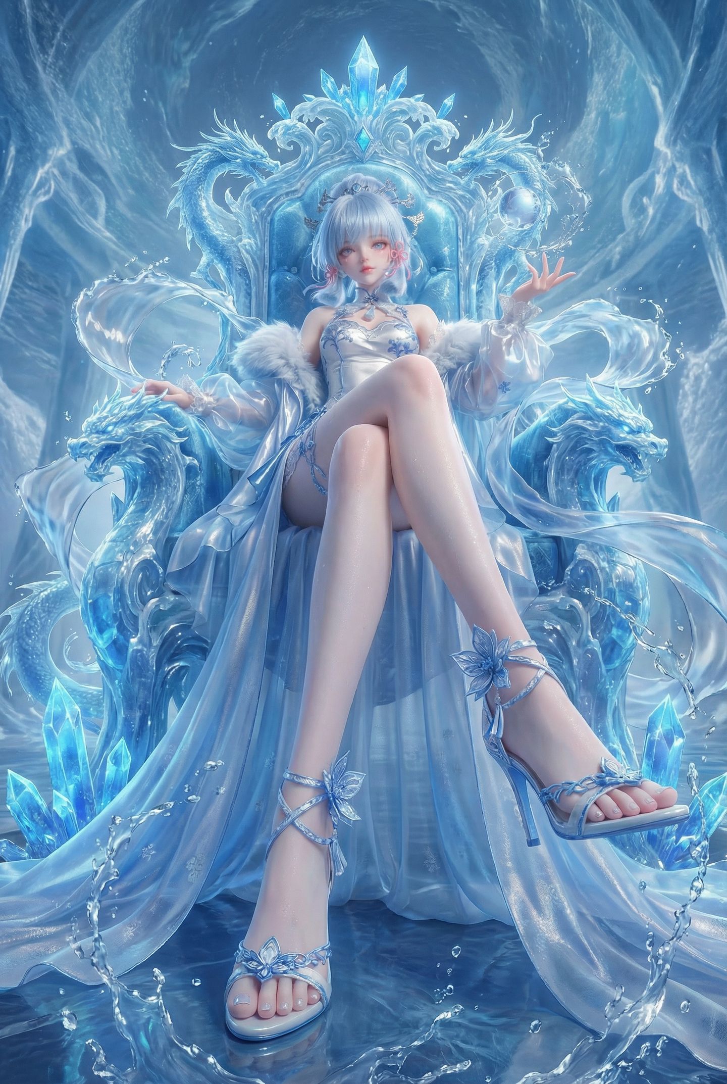 二次元游戏角色AIGC原神神里绫华大长腿高清手机壁纸,第10张