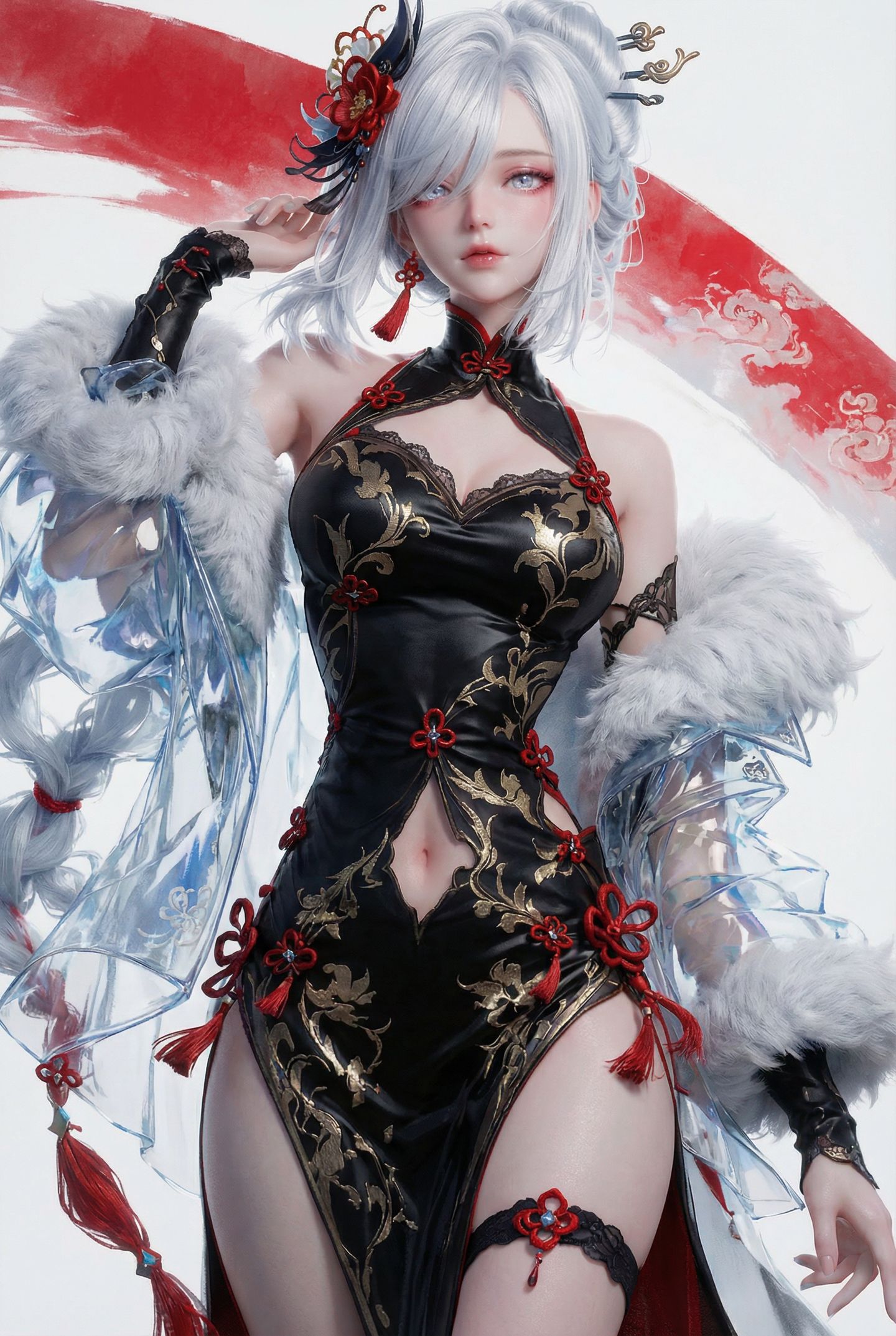 3DCG的方式打开原神 申鹤 二次元游戏角色旗袍 AIGC,第1张