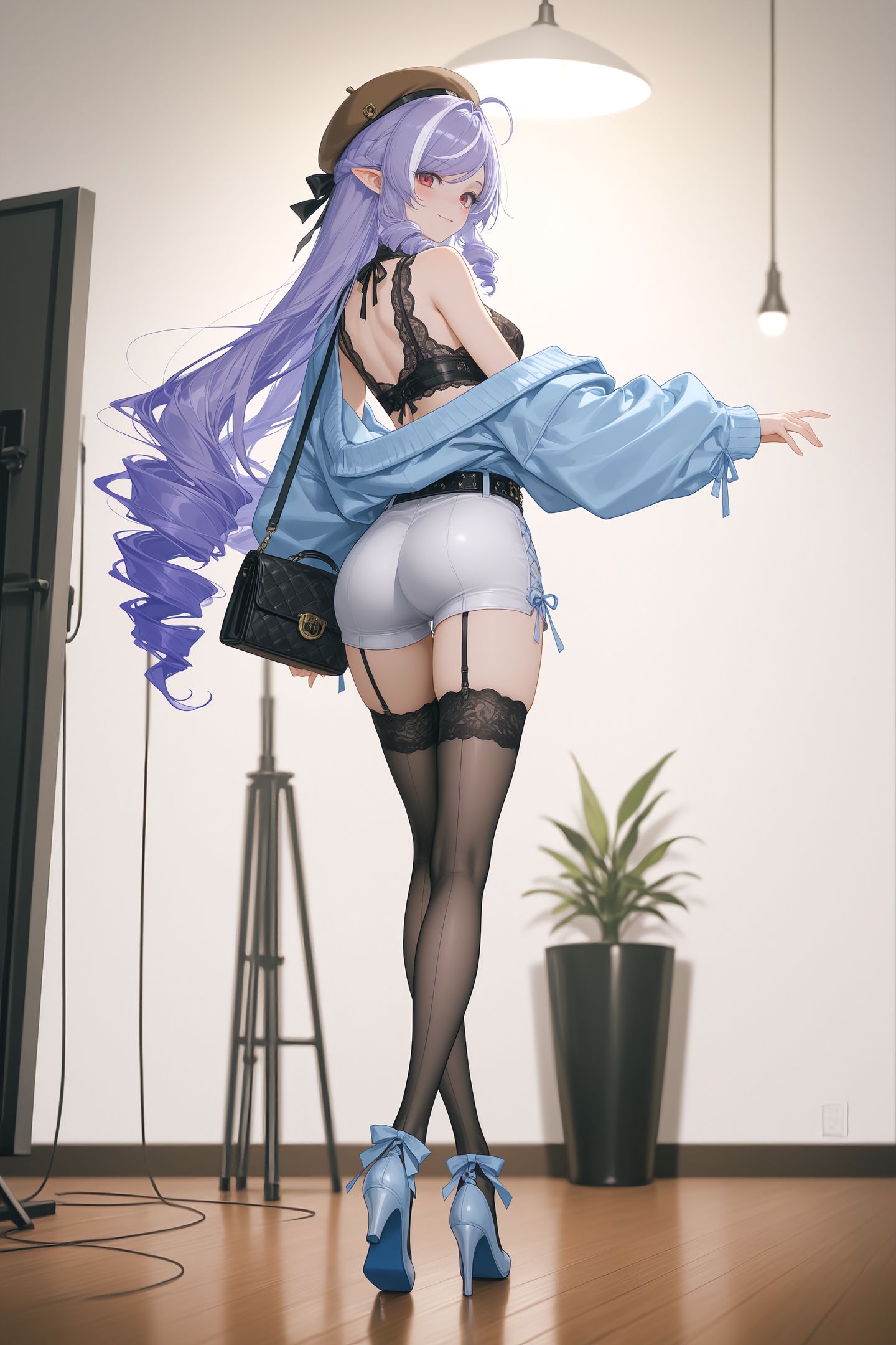 薇薇安 绝区零游戏角色 二次元美女手机壁纸 吊带黑丝袜,第1张