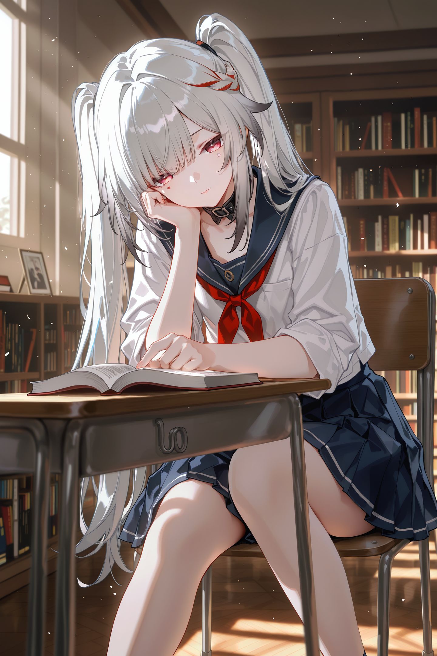 反差学妹星穹铁道花火 ai绘画 白色头发女孩图片,第4张