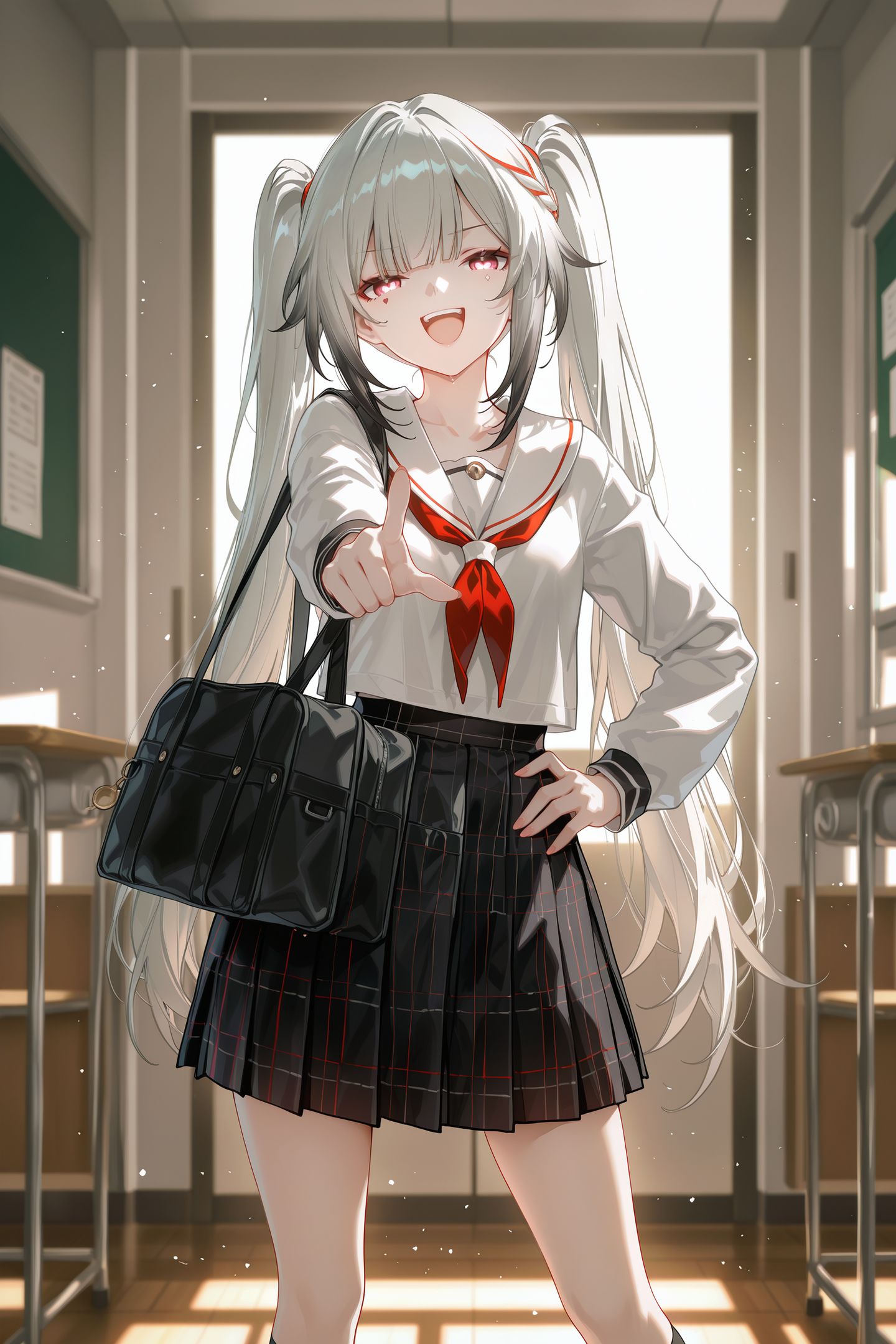 反差学妹星穹铁道花火 ai绘画 白色头发女孩图片,第2张