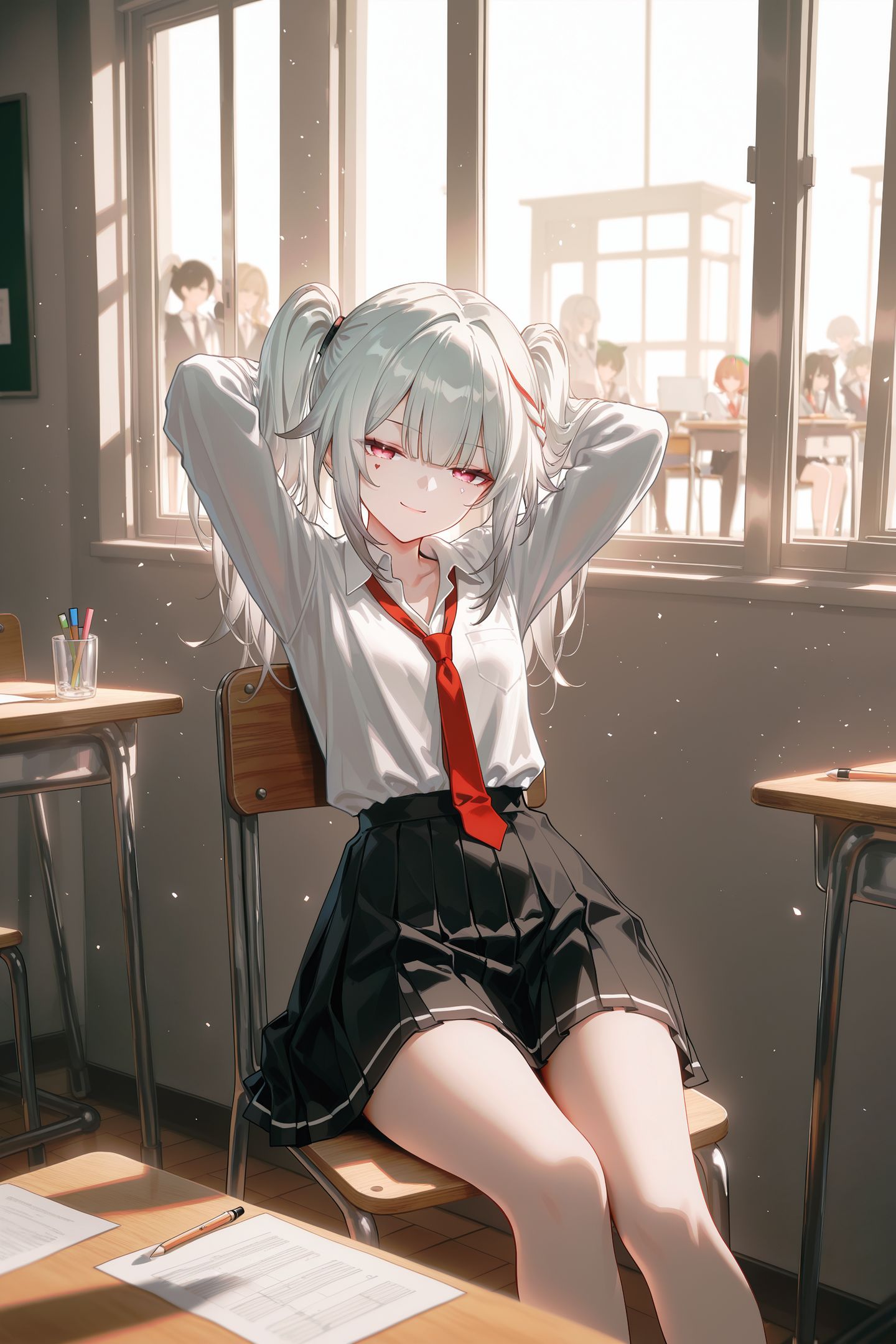 反差学妹星穹铁道花火 ai绘画 白色头发女孩图片,第6张