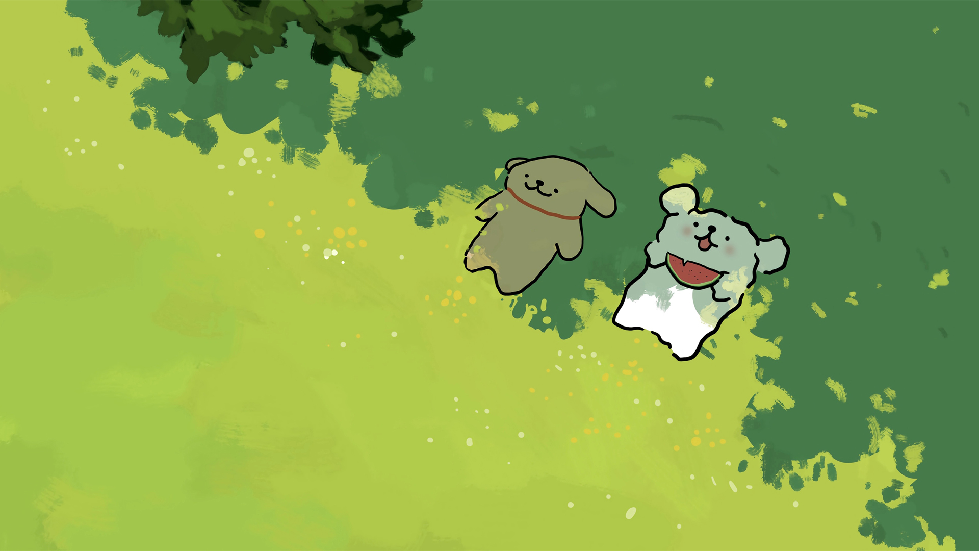 树下乘凉 线条小狗 绿色树荫 动漫桌面壁纸,第1张 树下乘凉 线条小狗 绿色树荫 动漫桌面壁纸,第1张