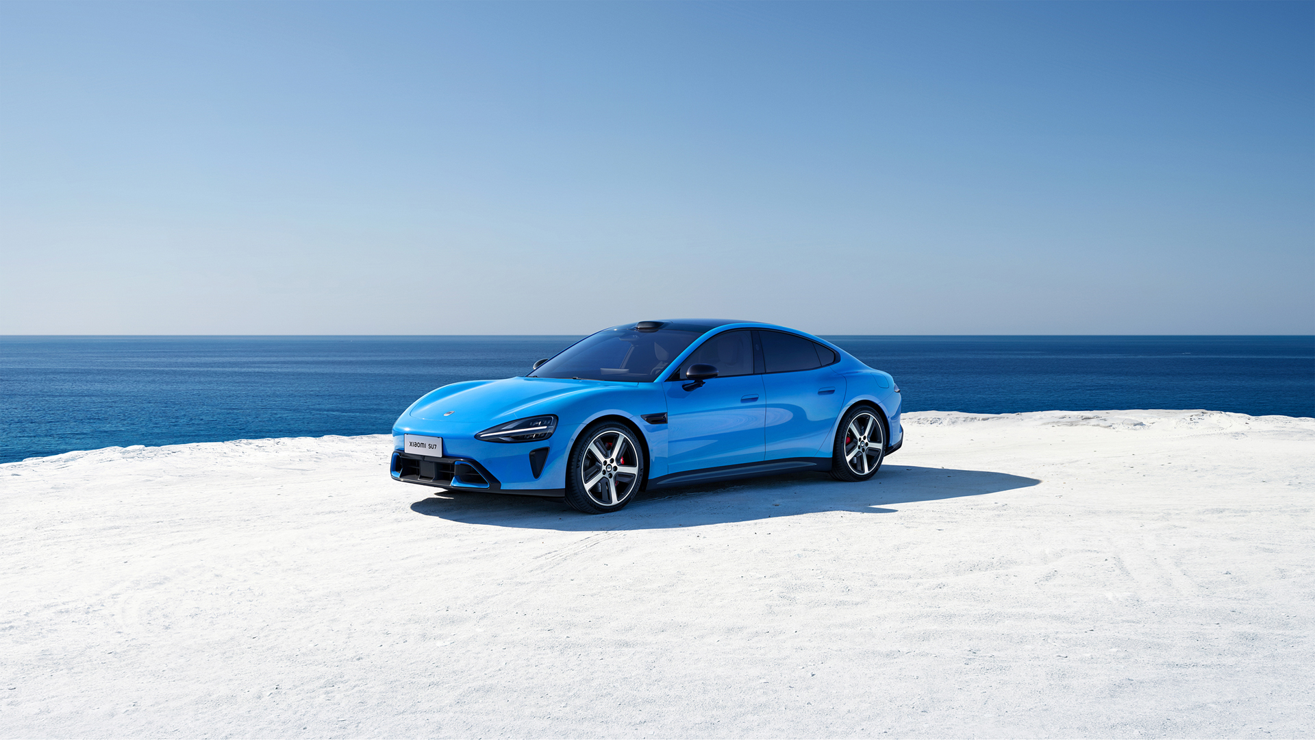 小米新一代SU7蓝色高清壁纸,第1张