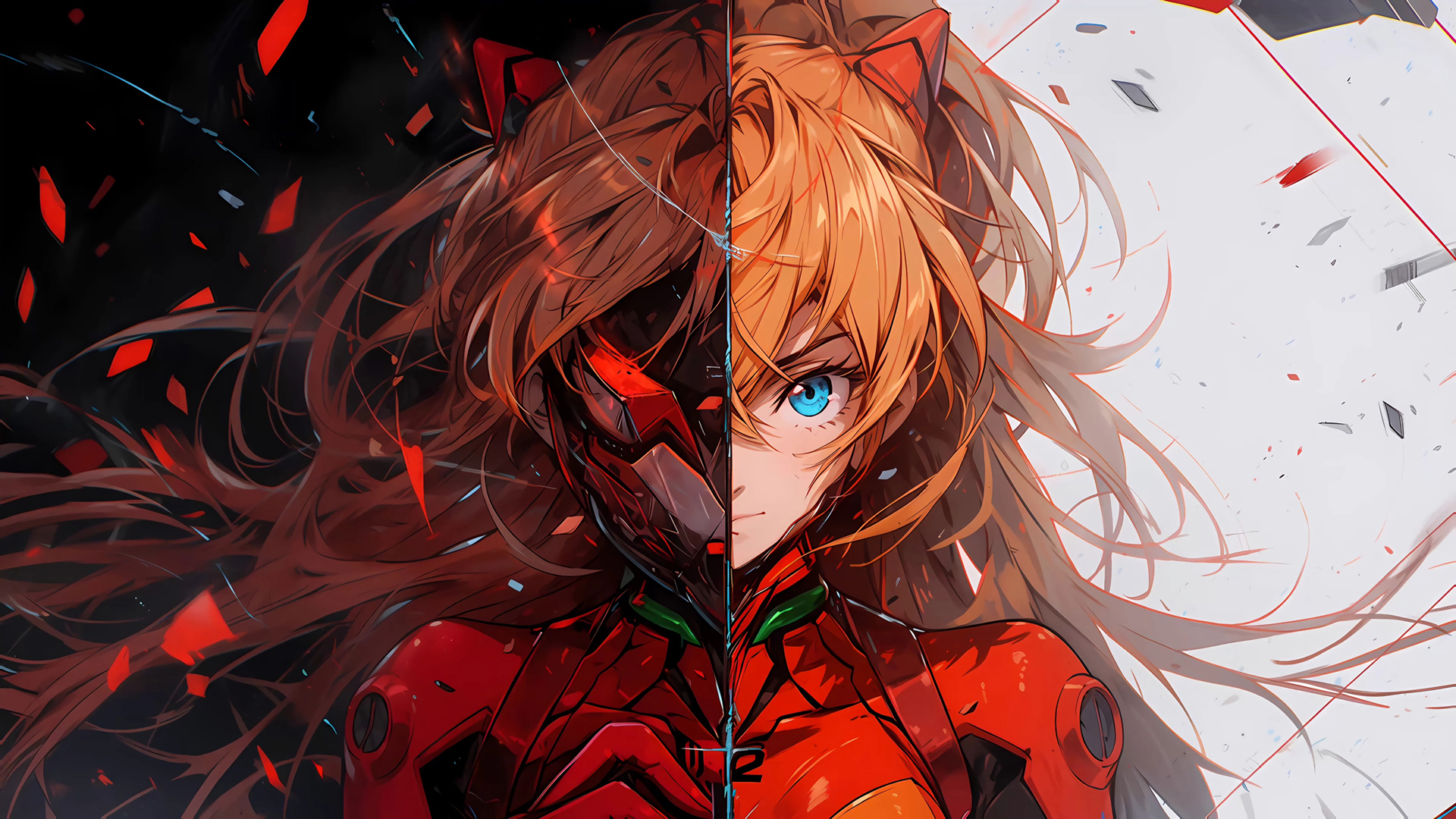 惣流 明日香 半边脸 动漫桌面壁纸,第1张