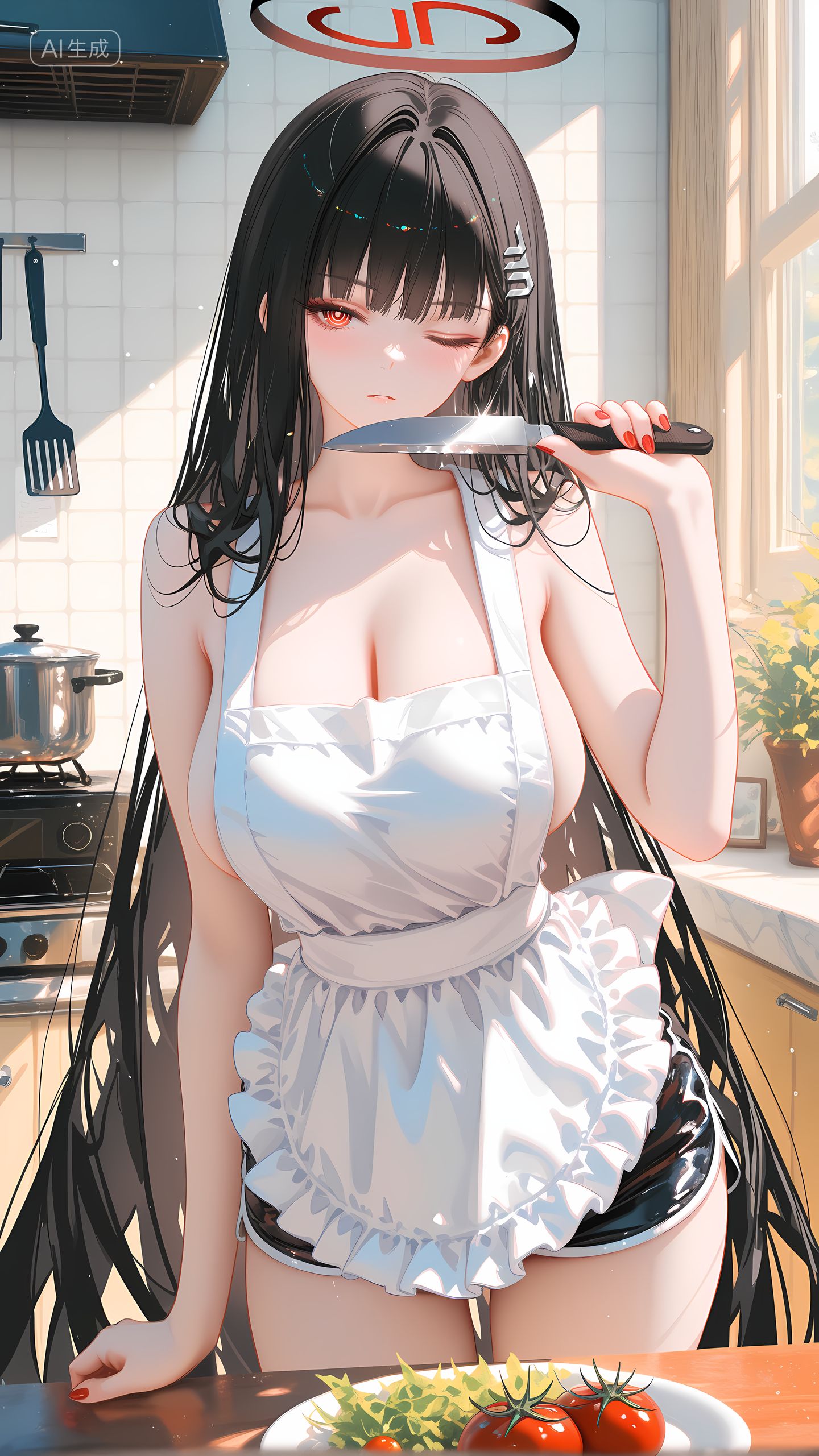 二次元游戏少女角色 性感厨娘 黑丝裤袜肉肉腿,第1张