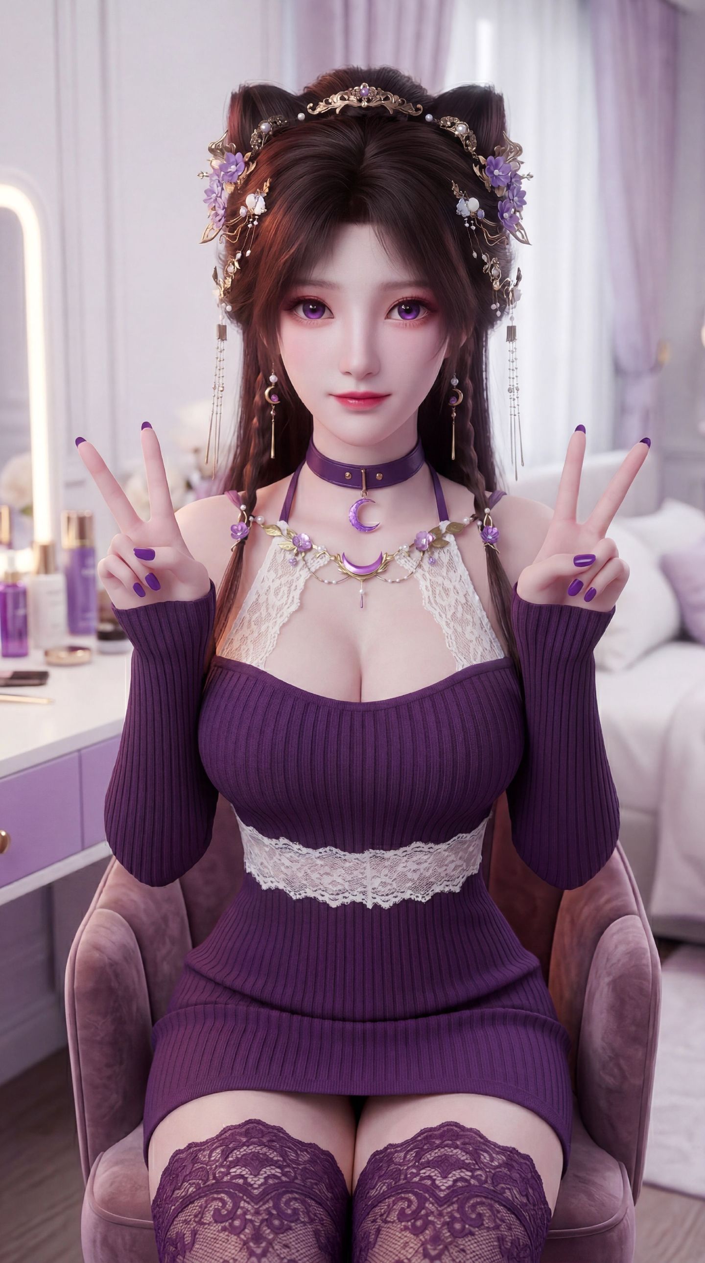 紫色穿搭的姬紫月 动漫国漫遮天 超高清福利壁纸,第2张