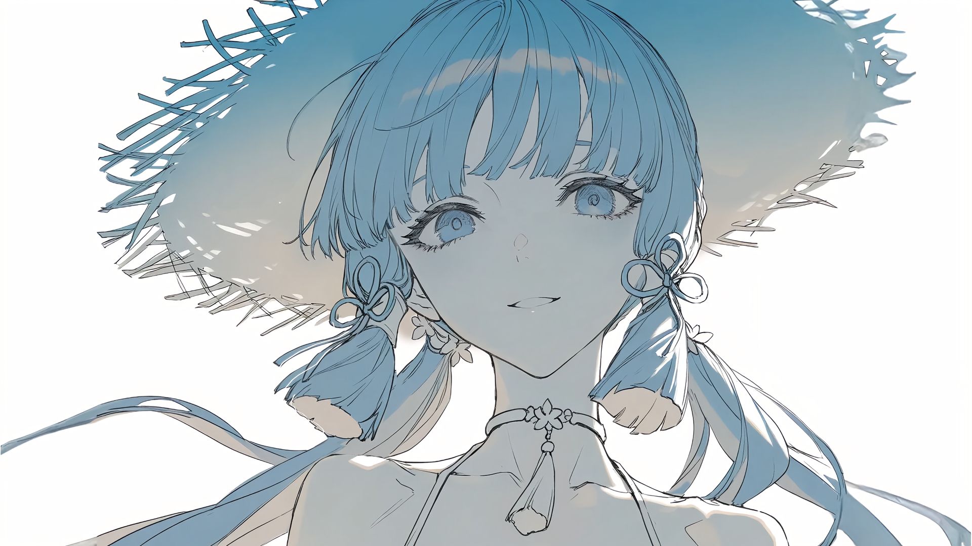 电脑壁纸 桌面壁纸 游戏原神 神里绫华 线稿,第1张