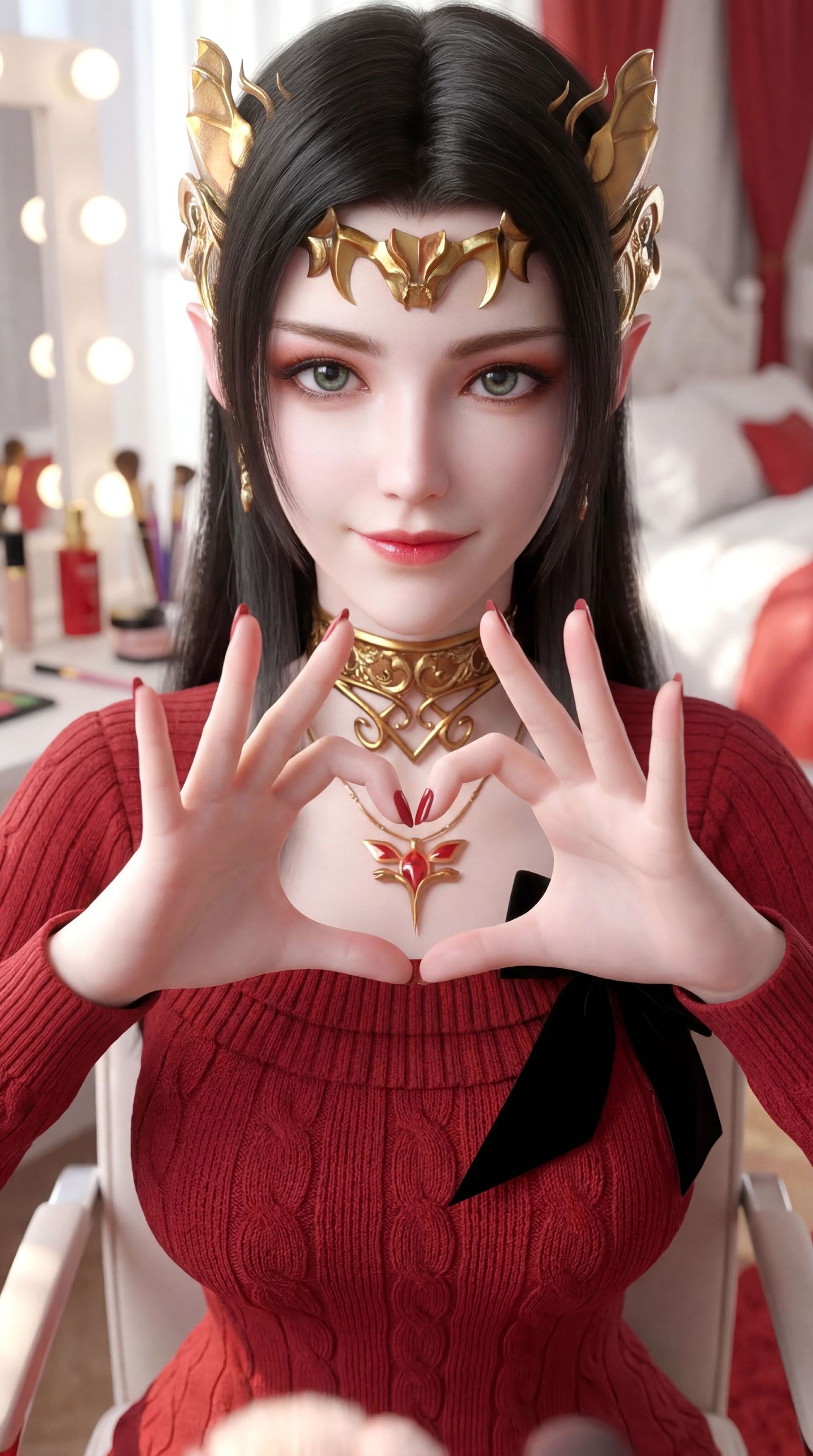 斗破苍穹 国漫女神彩鳞 美杜莎女王 红色穿搭 丝袜蕾丝福利,第4张