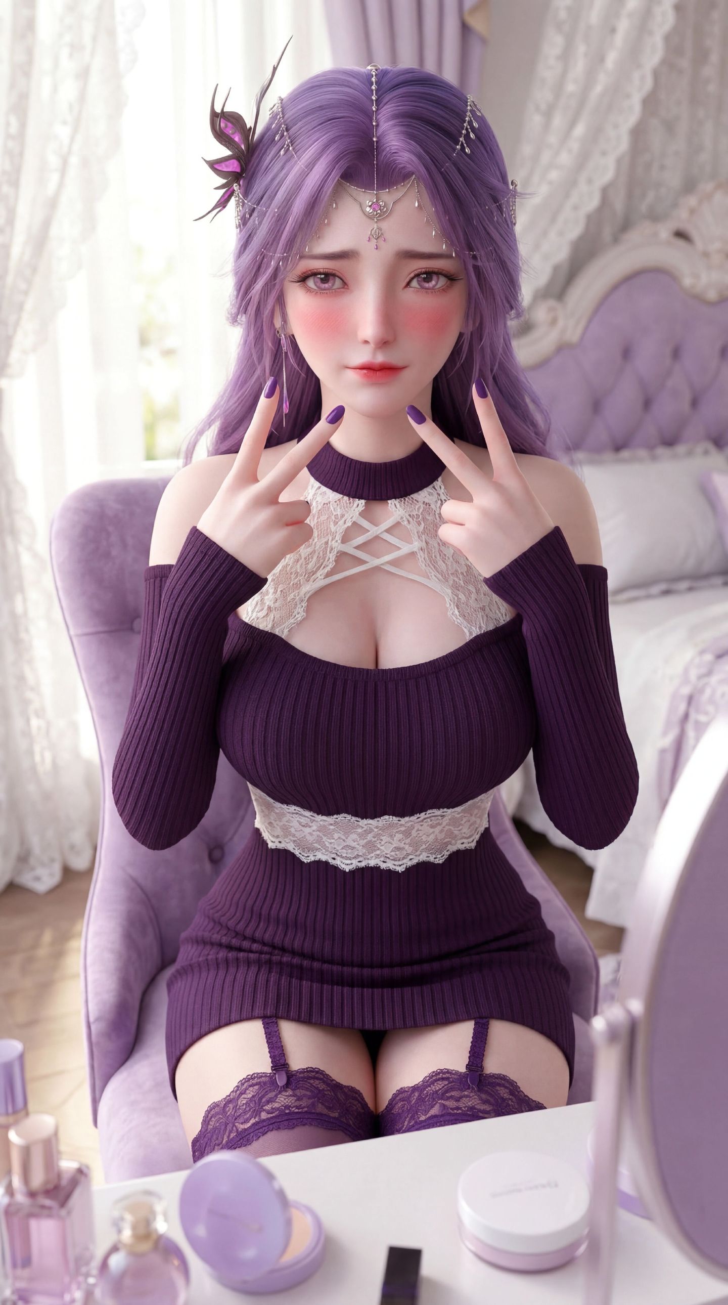 动漫完美世界 国漫女神 紫色韵味 云曦 手机锁屏 性感福利,第5张