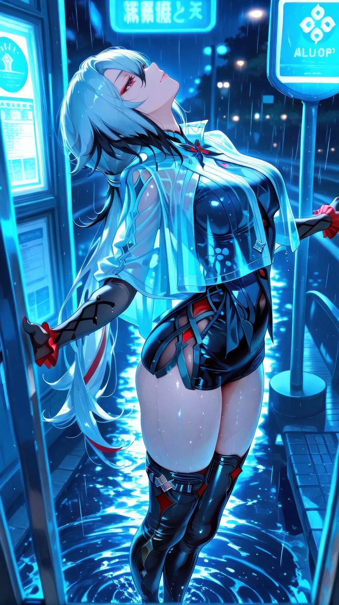 二次元游戏壁纸 原神仆人阿蕾奇诺 黑丝大长腿 冷色调,第1张