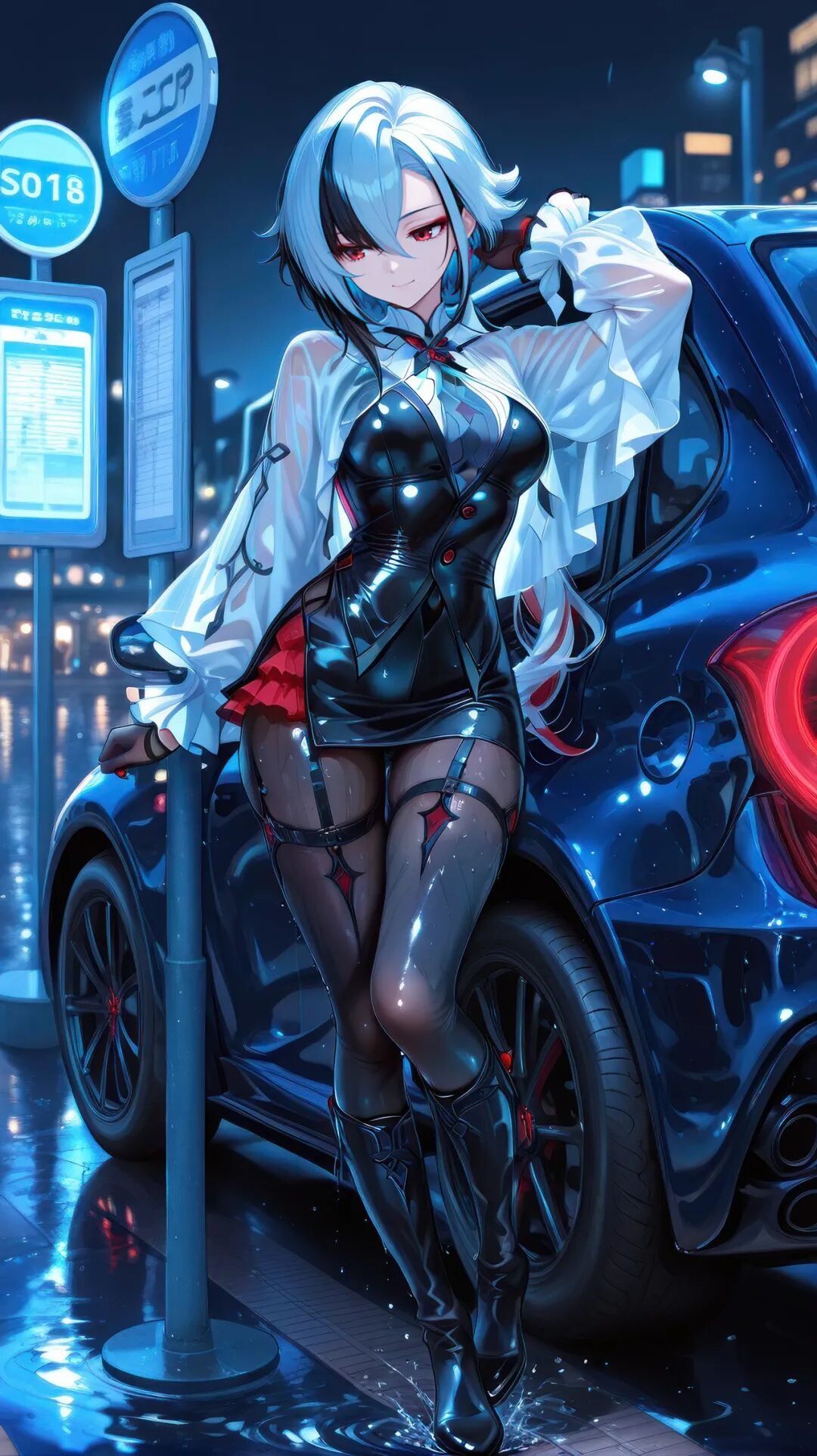 二次元游戏壁纸 原神仆人阿蕾奇诺 黑丝大长腿 冷色调,第4张