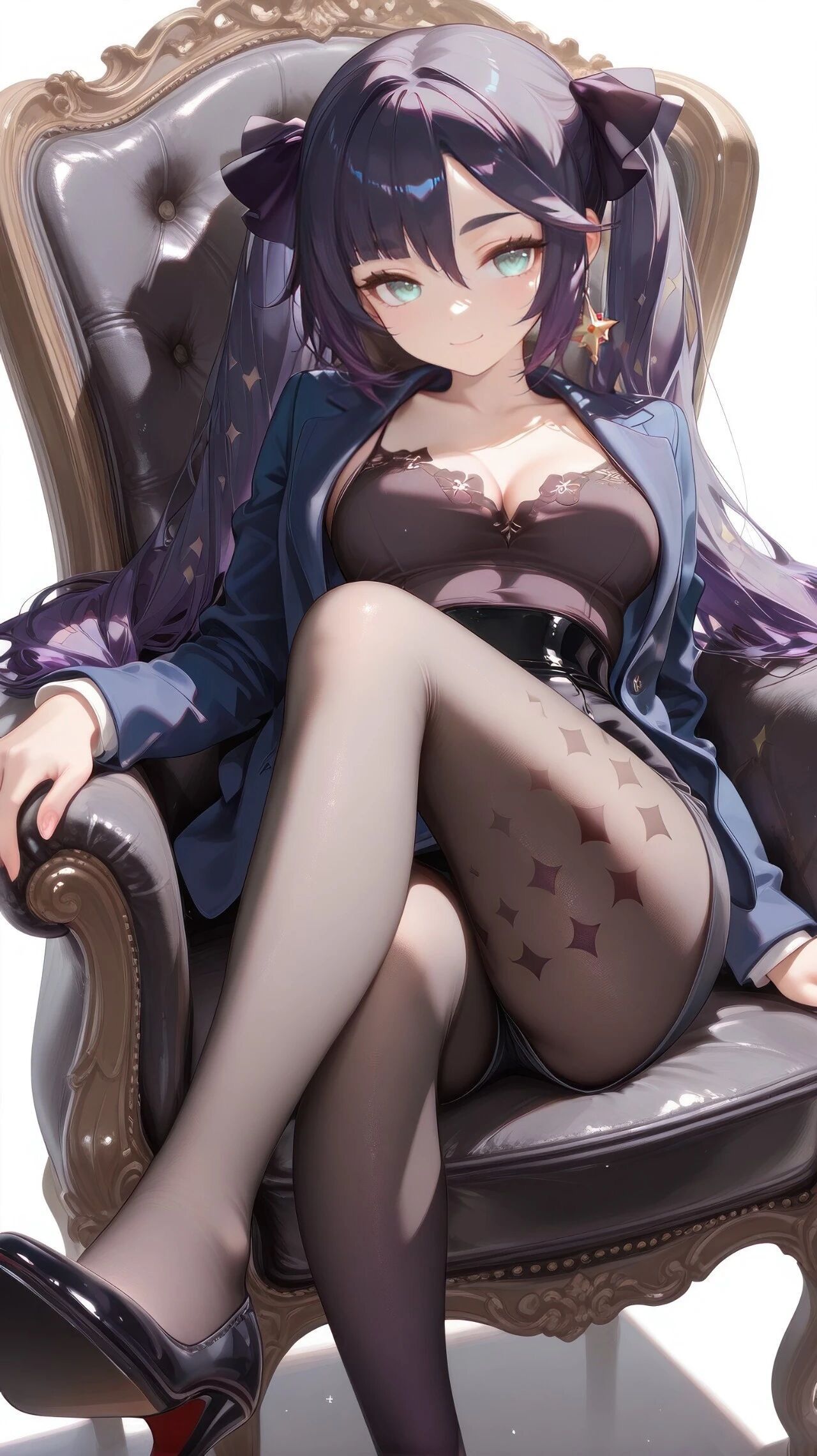 二次元唯美系 原神莫娜上班版 黑丝裤袜大长腿,第2张