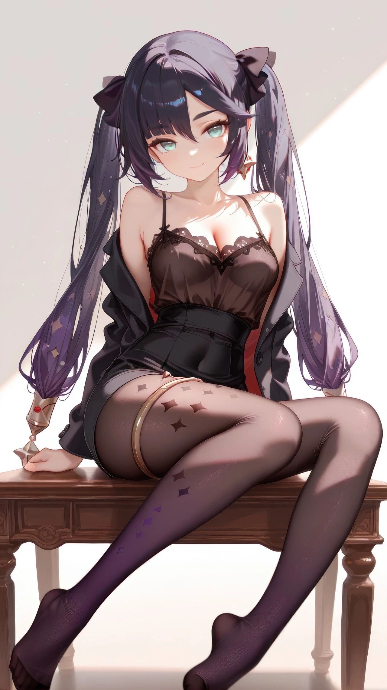 二次元唯美系 原神莫娜上班版 黑丝裤袜大长腿,第4张