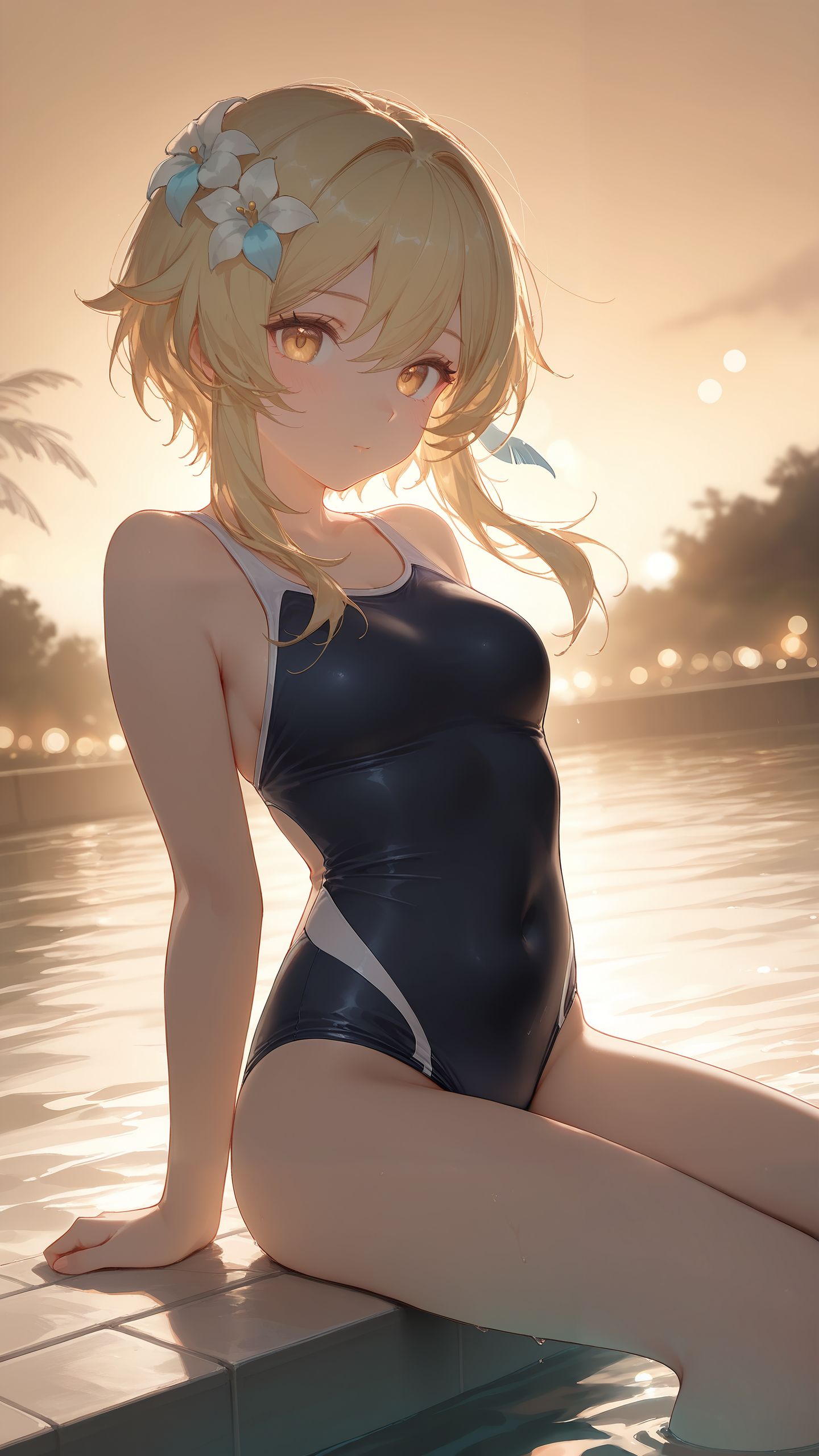 当海风吹过你的脸颊。游戏原神二次元 荧 泳装可爱 沙滩海边 泳衣比基尼,第2张