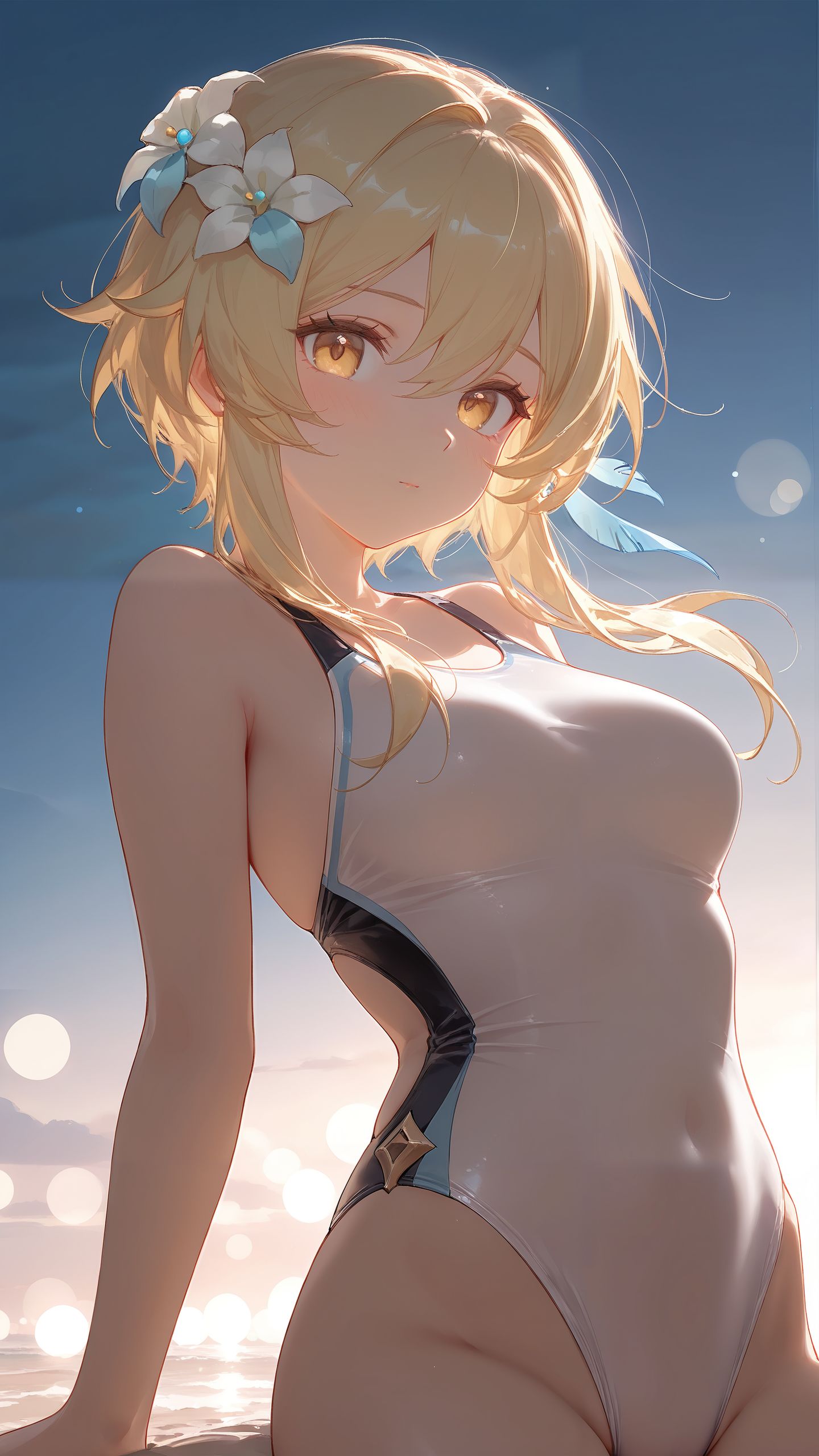 当海风吹过你的脸颊。游戏原神二次元 荧 泳装可爱 沙滩海边 泳衣比基尼,第3张