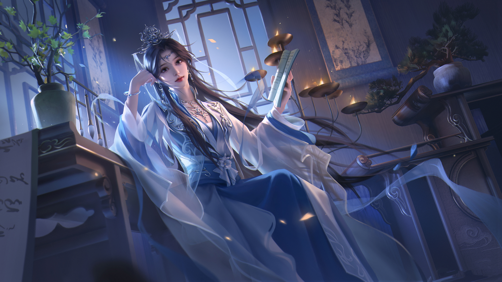 李慕婉 书房 唯美 电脑壁纸高清,第1张