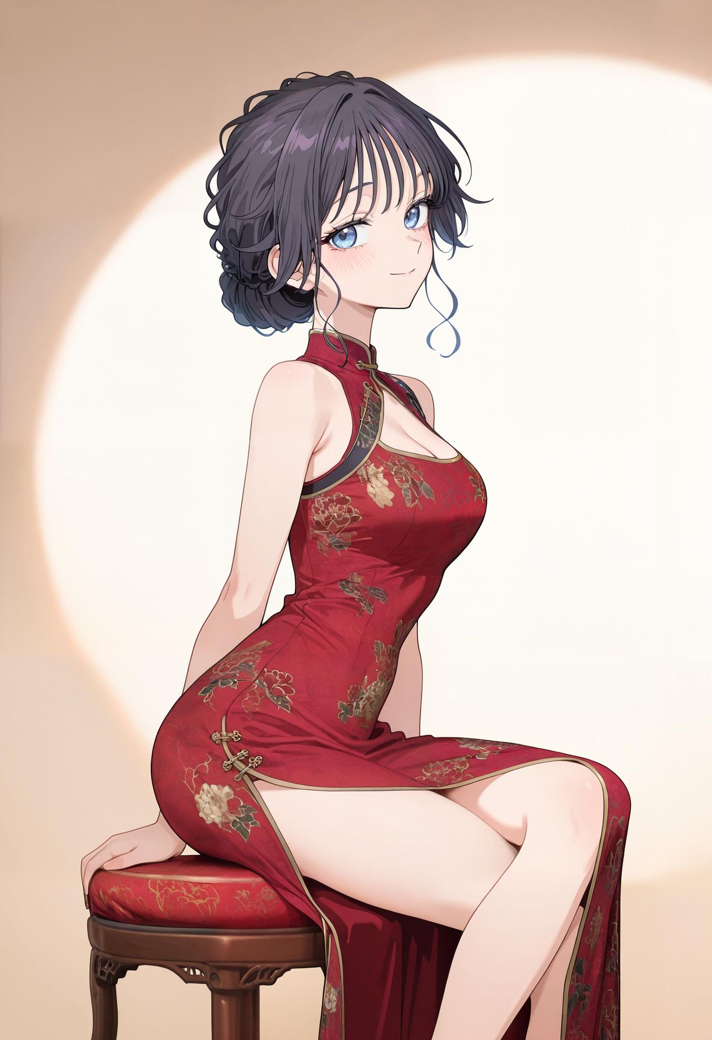 和栗薰子 新春喜庆红旗袍 熏香花朵凛然绽放 二次元动漫,第2张