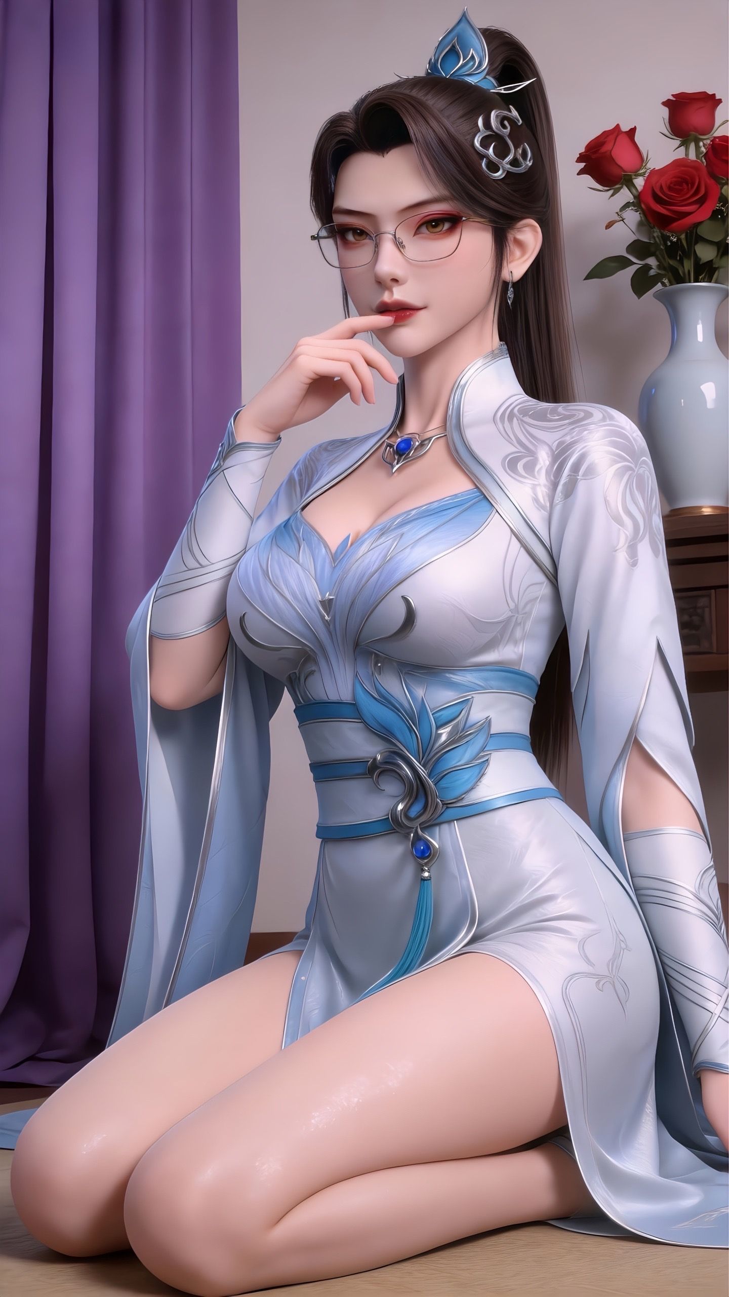 青仙子御姐范儿写真 动画动漫美女 斗破苍穹国漫女神 大长腿 居家睡衣,第1张