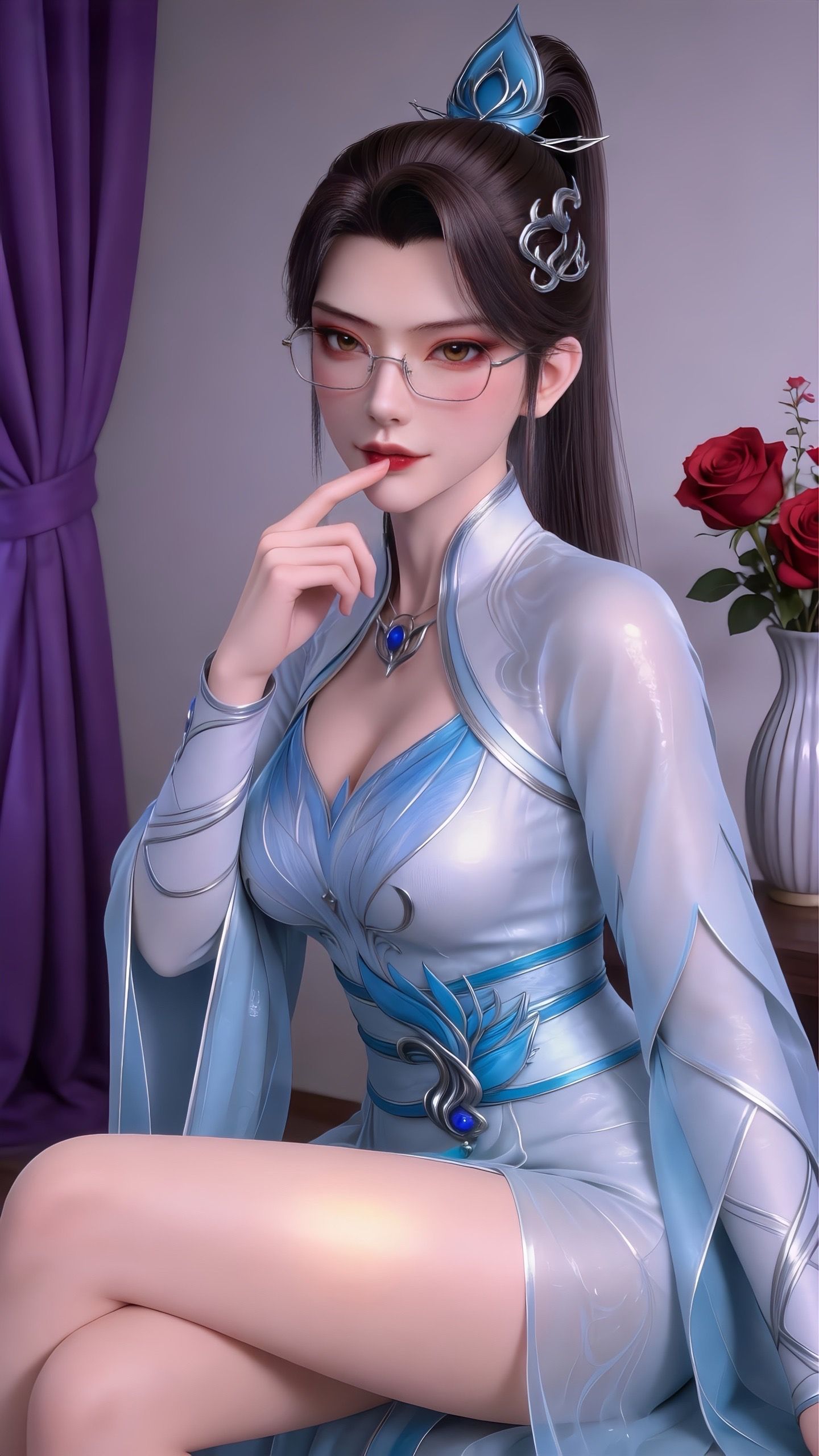 青仙子御姐范儿写真 动画动漫美女 斗破苍穹国漫女神 大长腿 居家睡衣,第3张